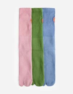 Maharishi 1263 Micro Dragon Tabi Sock 3 Pack Subdued Blue/Bamboo Green/Flag Pink -Maharishi Shop 1263 subduedbluebamboogreenflagpink 30