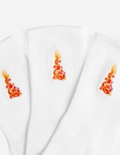 Maharishi 1264 Micro Dragon Sport Sock 3 Pack White/White/White -Maharishi Shop 1264 white Mailer