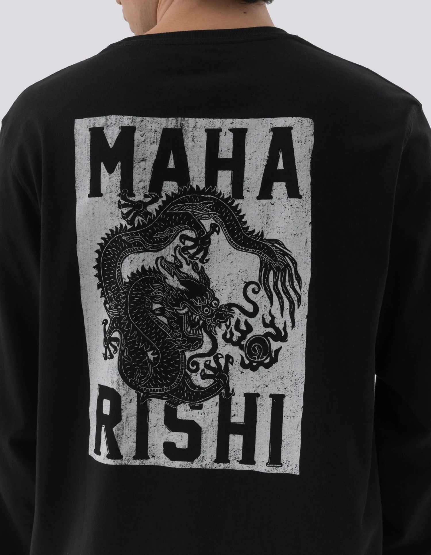 Maharishi 1277 Woodblock Dragon L/S T-Shirt Black 4 Maharishi 1277 Woodblock Dragon L/S T-Shirt Black - Image 4