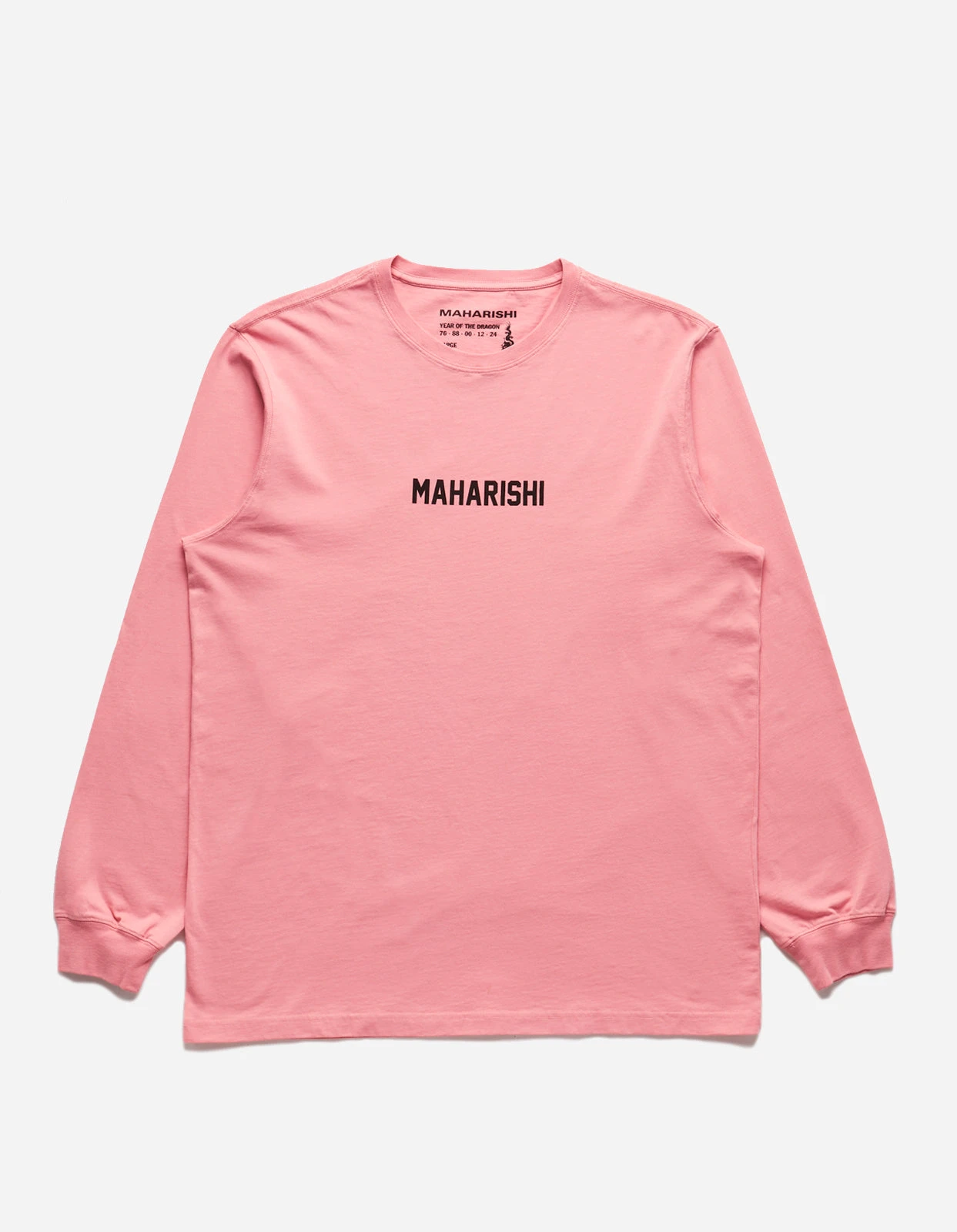 Maharishi 1277 Woodblock Dragon L/S T-Shirt Flag Pink 2 Maharishi 1277 Woodblock Dragon L/S T-Shirt Flag Pink - Image 2