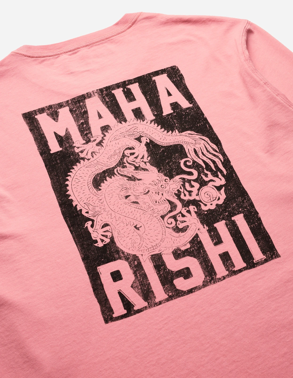 Maharishi 1277 Woodblock Dragon L/S T-Shirt Flag Pink 4 Maharishi 1277 Woodblock Dragon L/S T-Shirt Flag Pink - Image 4