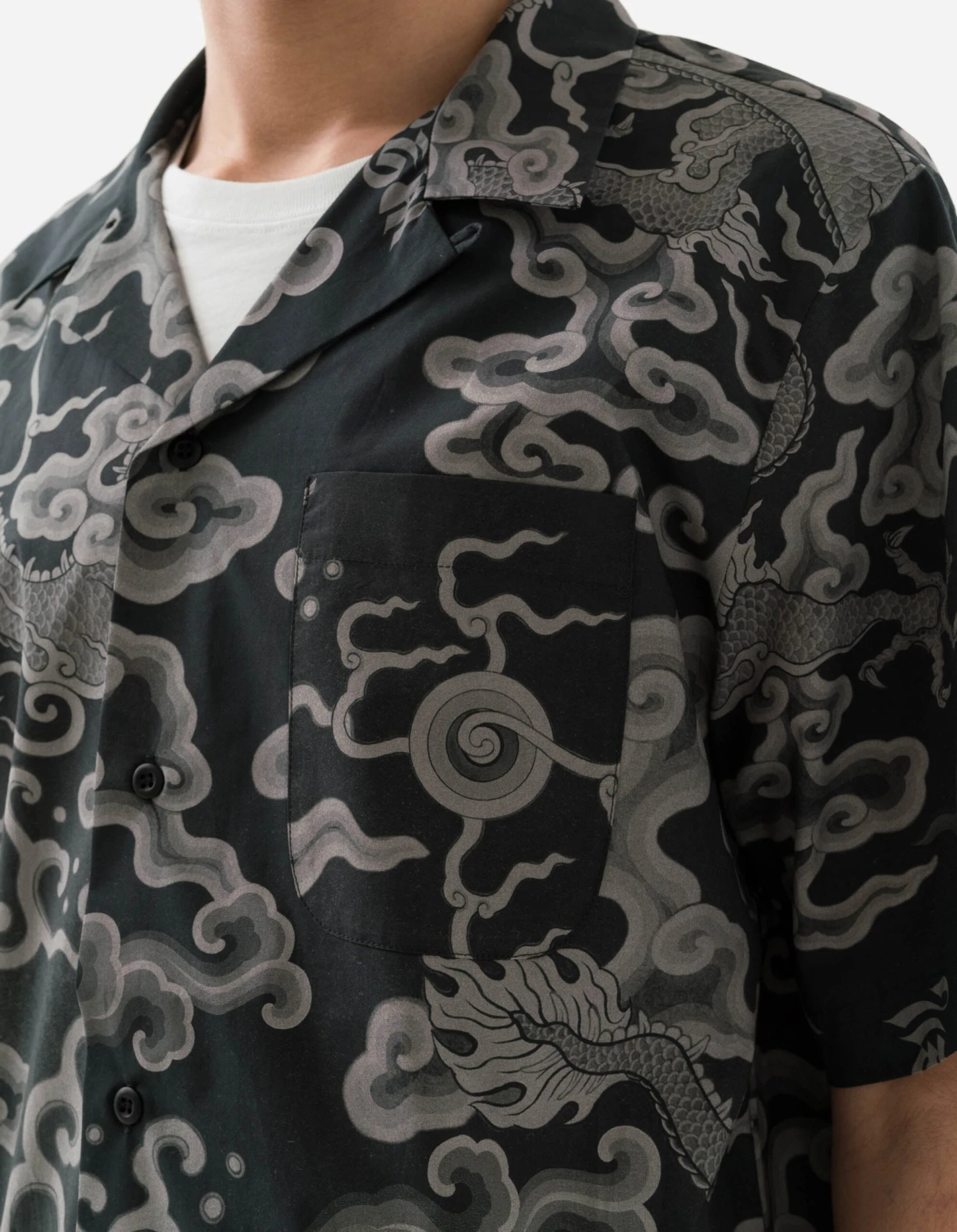 Maharishi 1282 Cloud Dragon Camp Collar Shirt Black 6 Maharishi 1282 Cloud Dragon Camp Collar Shirt Black - Image 6
