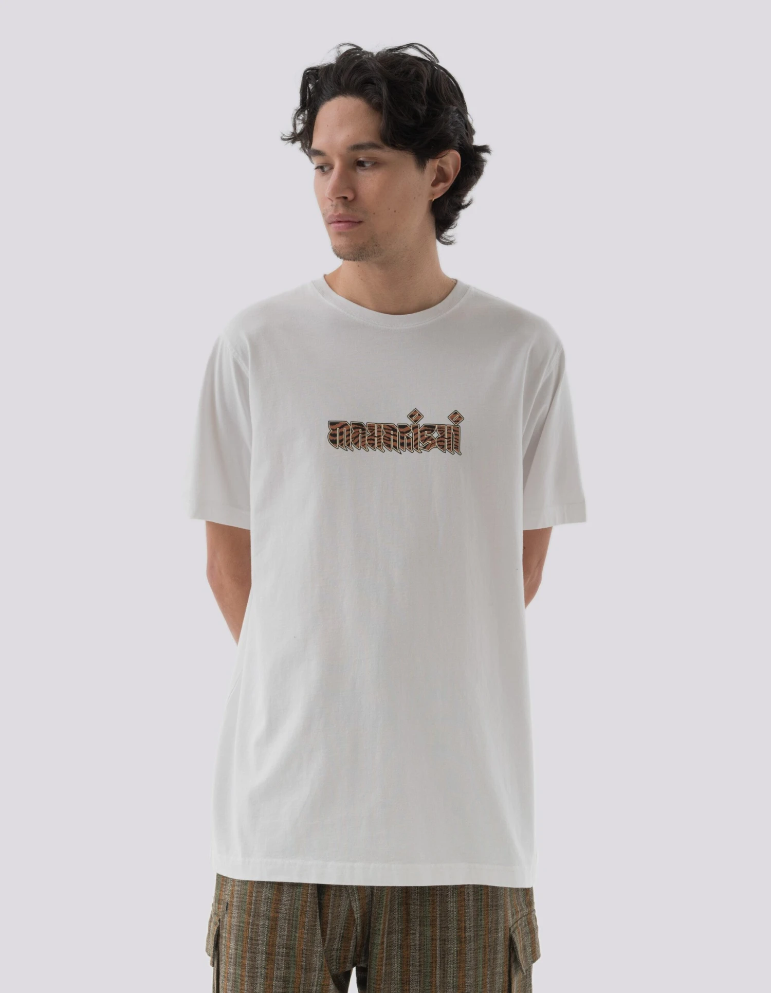 Maharishi 1296 Tiger Fur Calligraphy T-Shirt White 2 Maharishi 1296 Tiger Fur Calligraphy T-Shirt White - Image 2