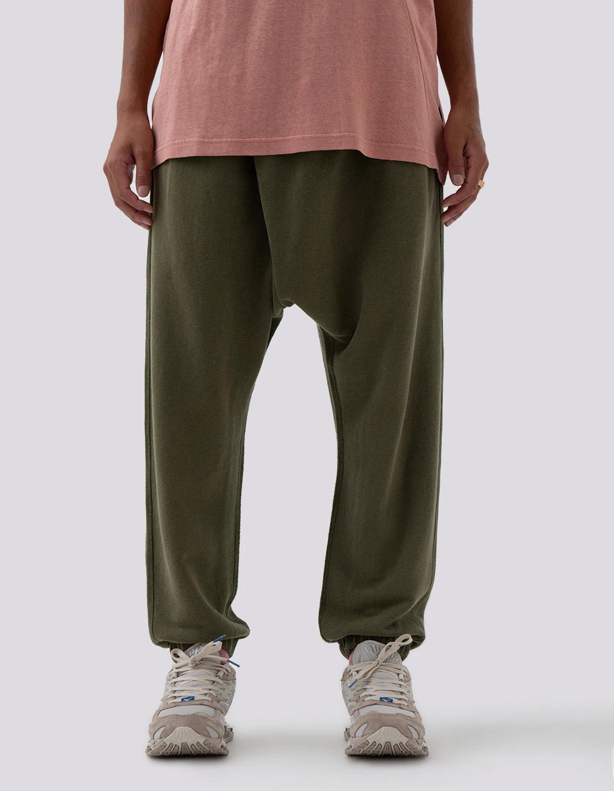 Maharishi 5003 Kesagiri Hemp Low Sweatpants Olive OG-107F 2 Maharishi 5003 Kesagiri Hemp Low Sweatpants Olive OG-107F - Image 2