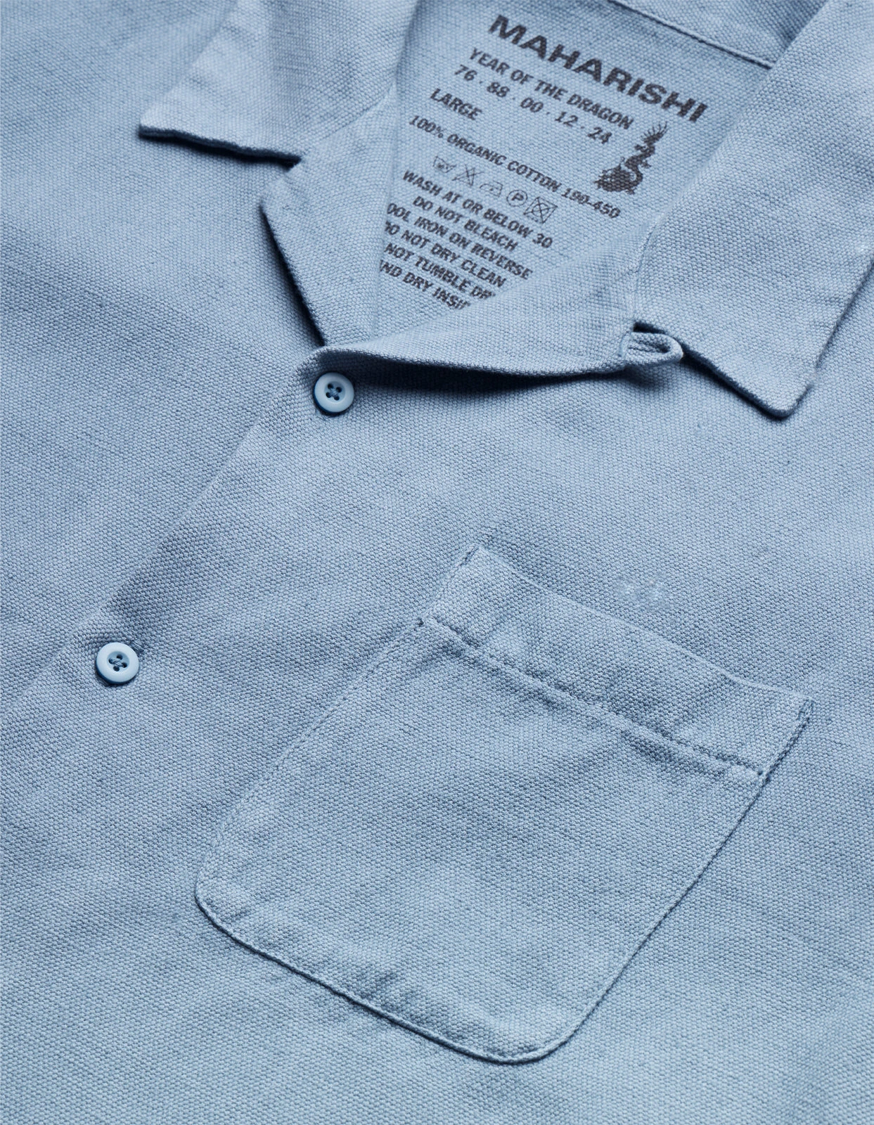 Maharishi 5005 Hemp Camp Collar Shirt Subdued Blue 7 Maharishi 5005 Hemp Camp Collar Shirt Subdued Blue - Image 7