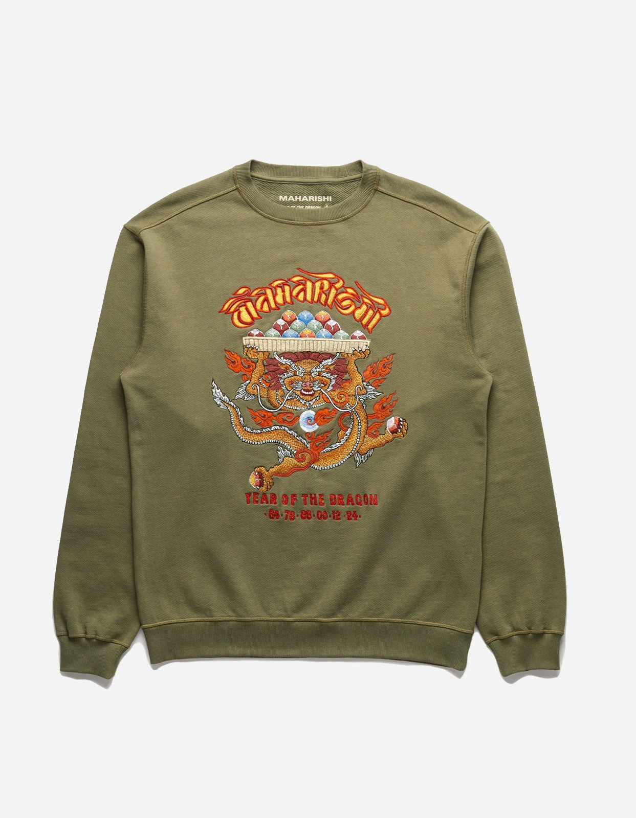 Maharishi 5015 Abundance Dragon Crew Sweat Olive OG-107F 1 Maharishi 5015 Abundance Dragon Crew Sweat Olive OG-107F