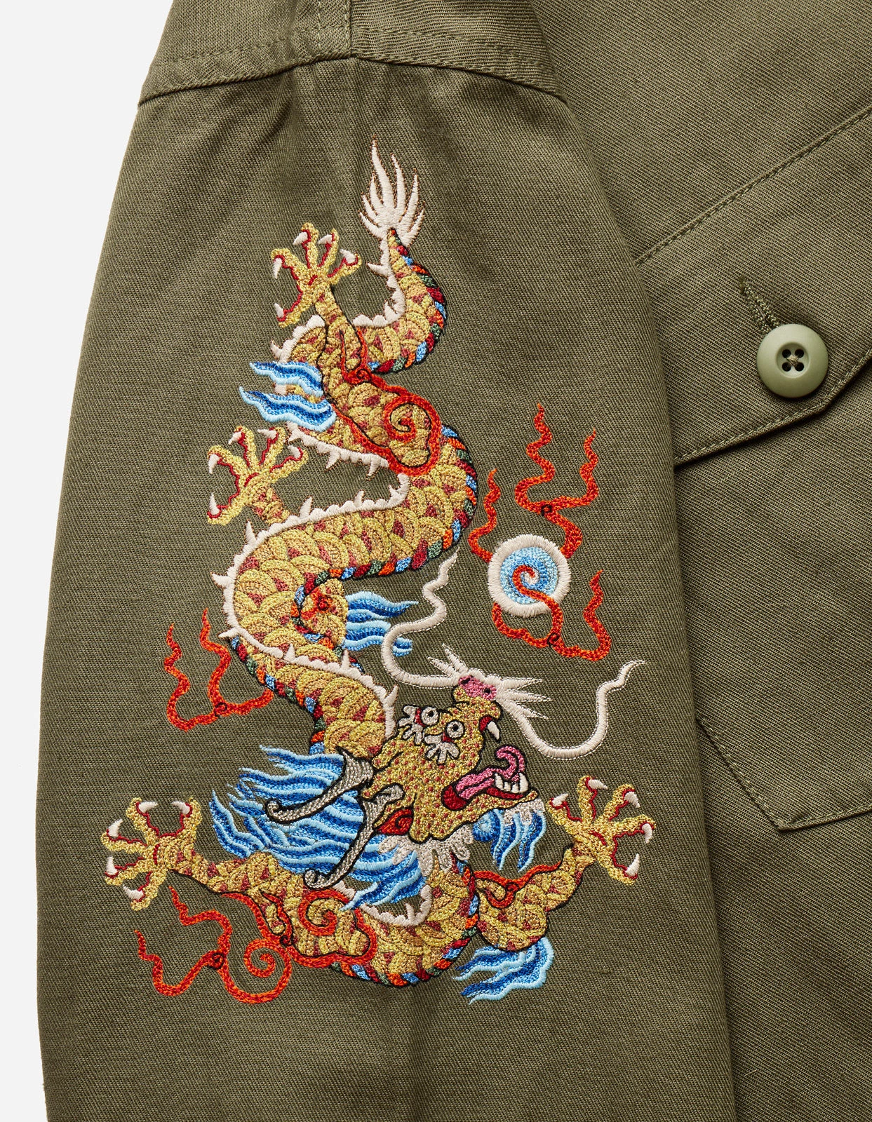 Maharishi 5022 Lunar Dragon Utility Shirt Olive OG-107F 6 Maharishi 5022 Lunar Dragon Utility Shirt Olive OG-107F - Image 6