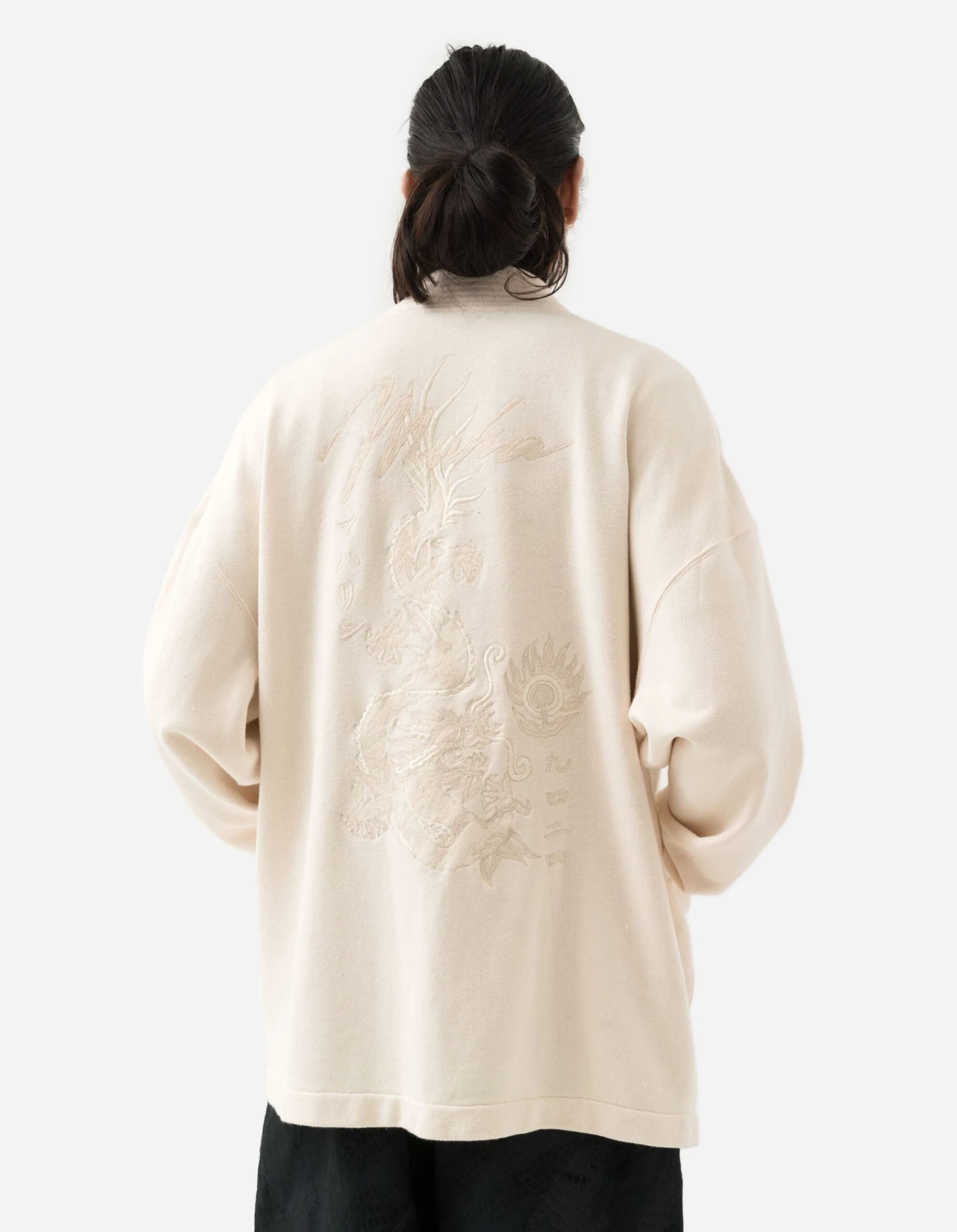 Maharishi 5060 Hemp Dragon Sweat Kimono Ecru 2 Maharishi 5060 Hemp Dragon Sweat Kimono Ecru - Image 2