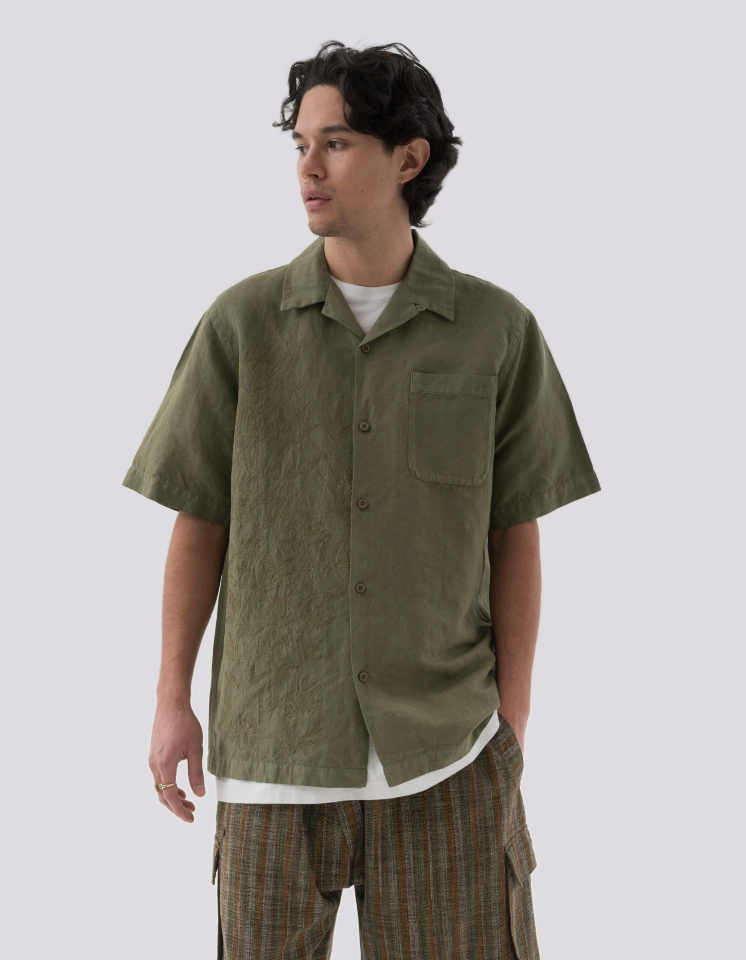 Maharishi 5078 Dragon Bamboo Hemp Shirt Olive OG-107F 2 Maharishi 5078 Dragon Bamboo Hemp Shirt Olive OG-107F - Image 2
