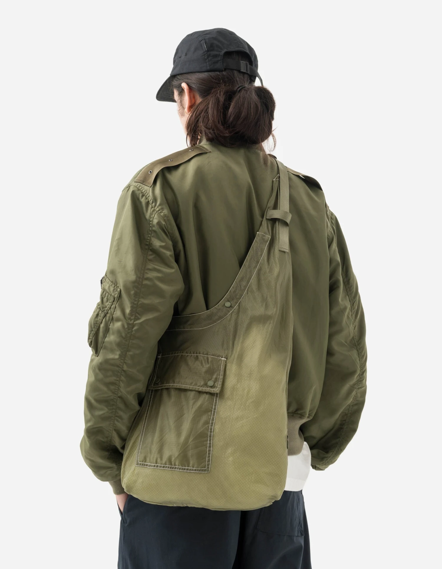 Maharishi 5093 Upcycled Parachute Sling Bag Olive 4 Maharishi 5093 Upcycled Parachute Sling Bag Olive - Image 4