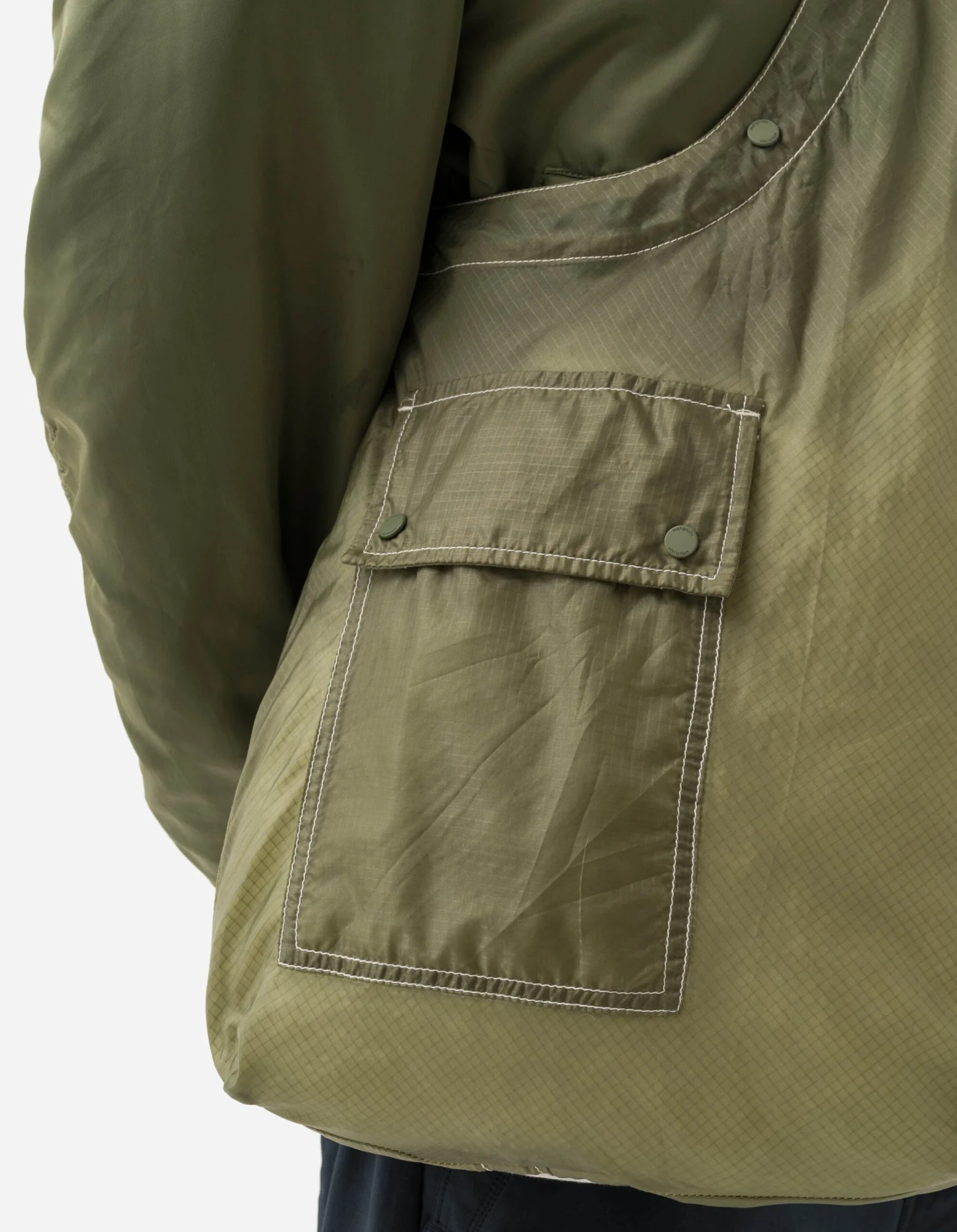 Maharishi 5093 Upcycled Parachute Sling Bag Olive 3 Maharishi 5093 Upcycled Parachute Sling Bag Olive - Image 3