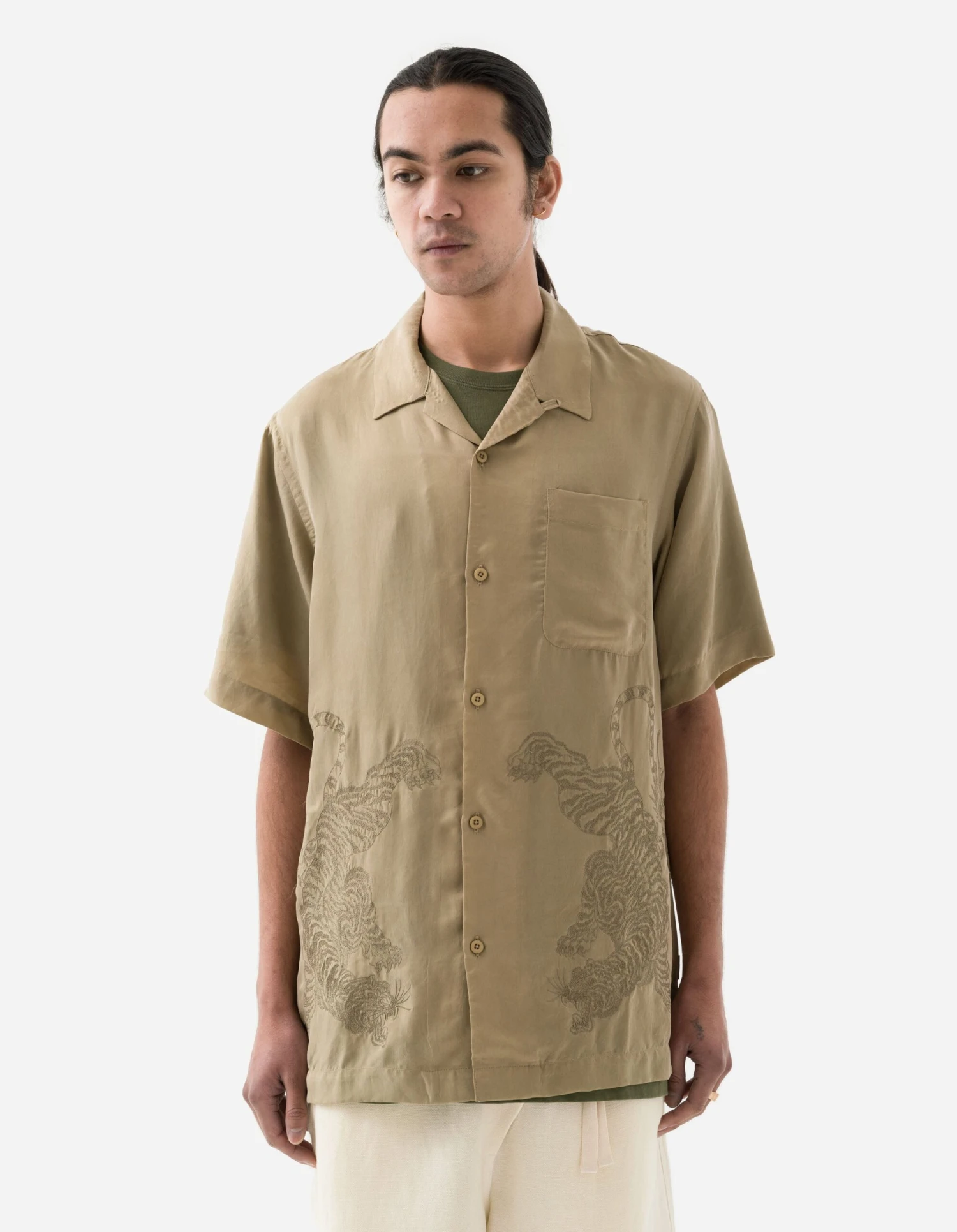 Maharishi 5100 Take Tora Summer Shirt Bamboo Green 2 Maharishi 5100 Take Tora Summer Shirt Bamboo Green - Image 2