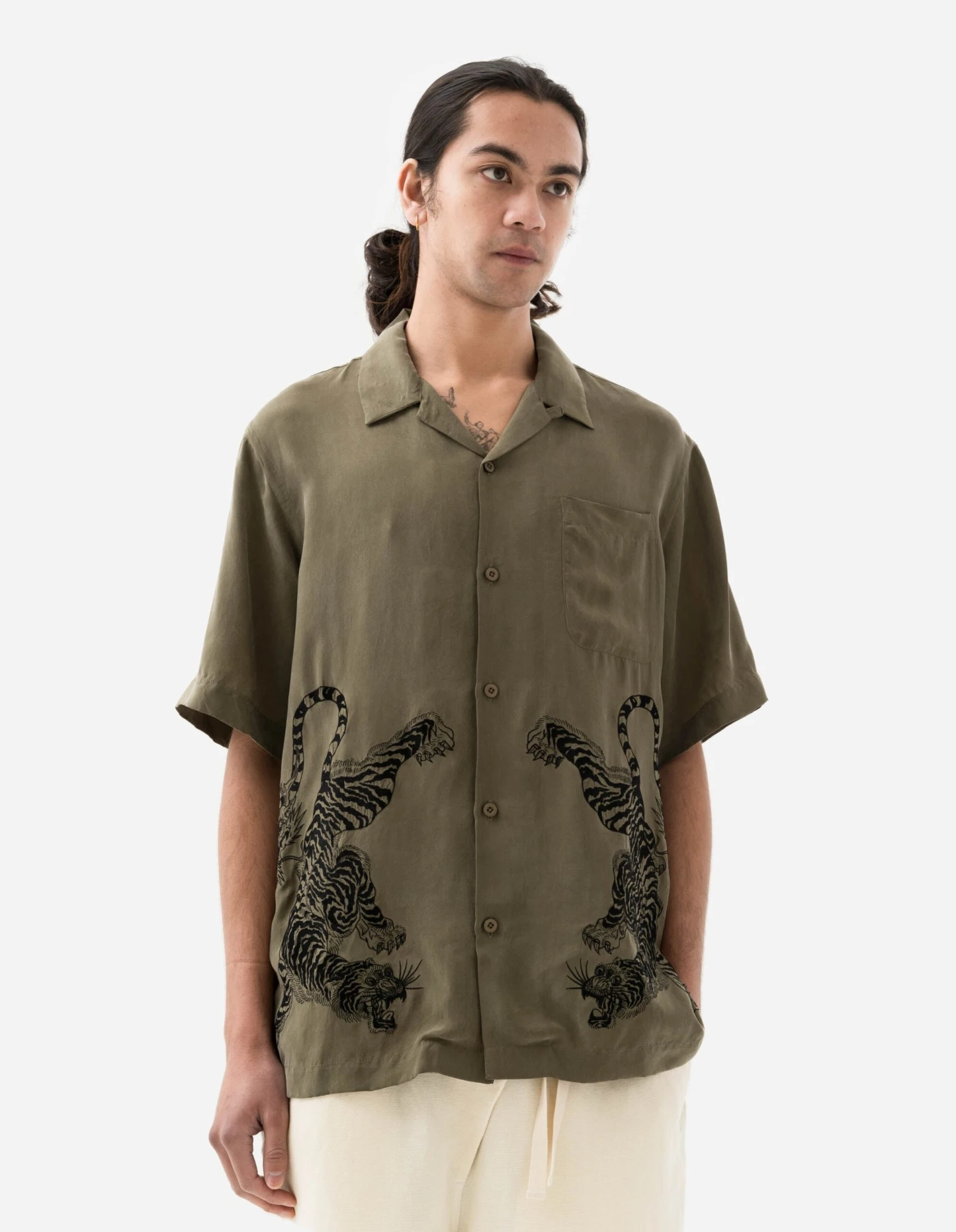 Maharishi 5100 Take Tora Summer Shirt Olive OG-107F 2 Maharishi 5100 Take Tora Summer Shirt Olive OG-107F - Image 2