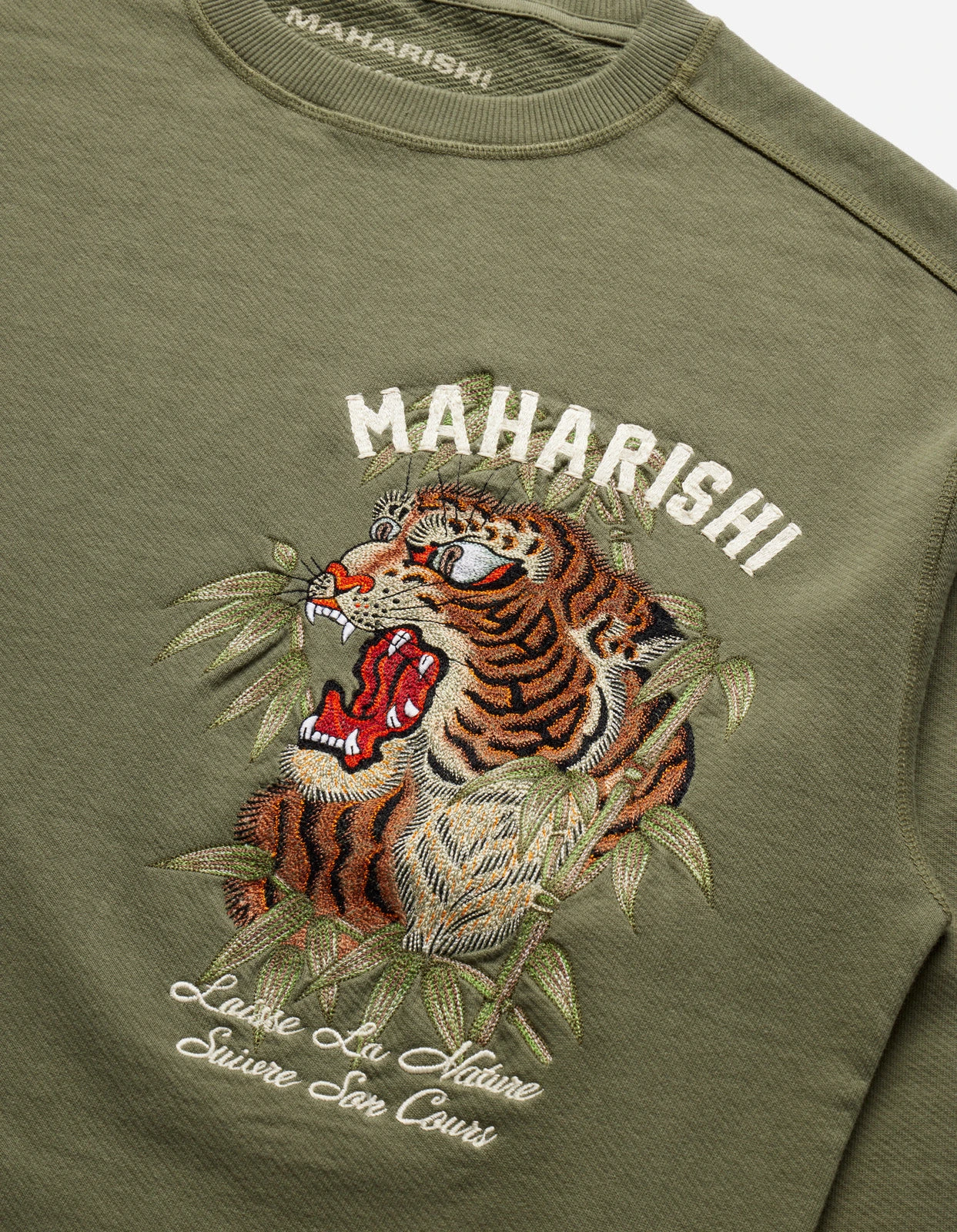 Maharishi 5101 Maha Tiger Embroidered Crew Olive OG-107F 6 Maharishi 5101 Maha Tiger Embroidered Crew Olive OG-107F - Image 6