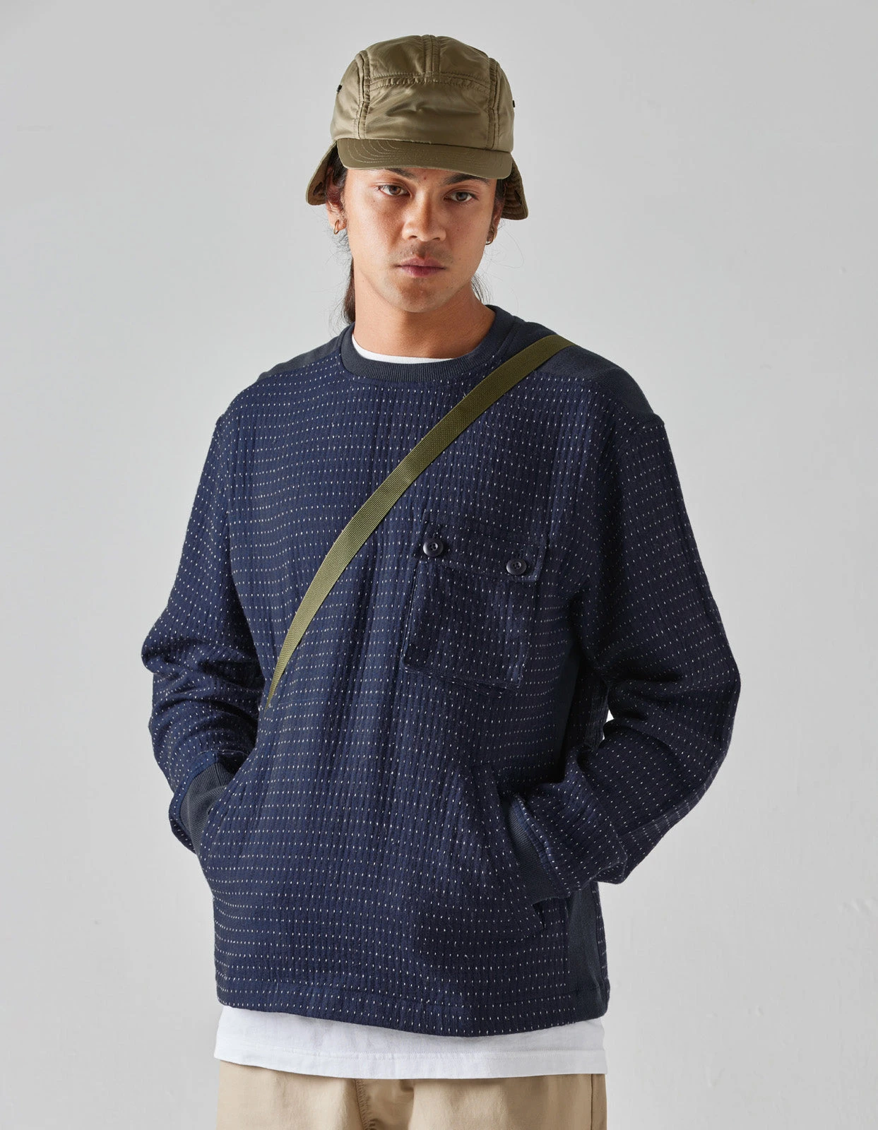 Maharishi 5113 Noragi Woven Cargo Crew Top Indigo 2 Maharishi 5113 Noragi Woven Cargo Crew Top Indigo - Image 2
