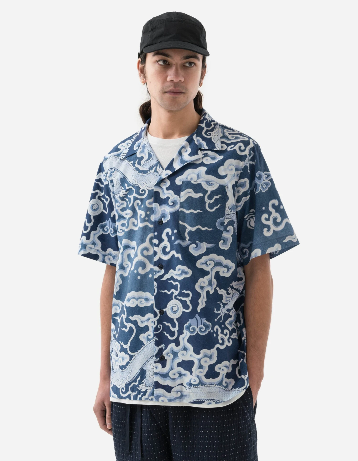 Maharishi 1282 Cloud Dragon Camp Collar Shirt Blue 2 Maharishi 1282 Cloud Dragon Camp Collar Shirt Blue - Image 2