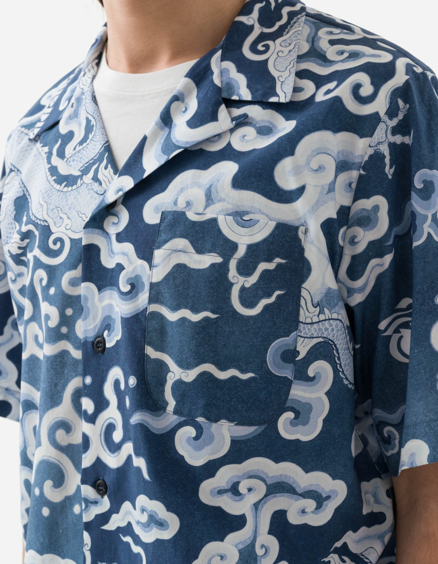Maharishi 1282 Cloud Dragon Camp Collar Shirt Blue 5 Maharishi 1282 Cloud Dragon Camp Collar Shirt Blue - Image 5