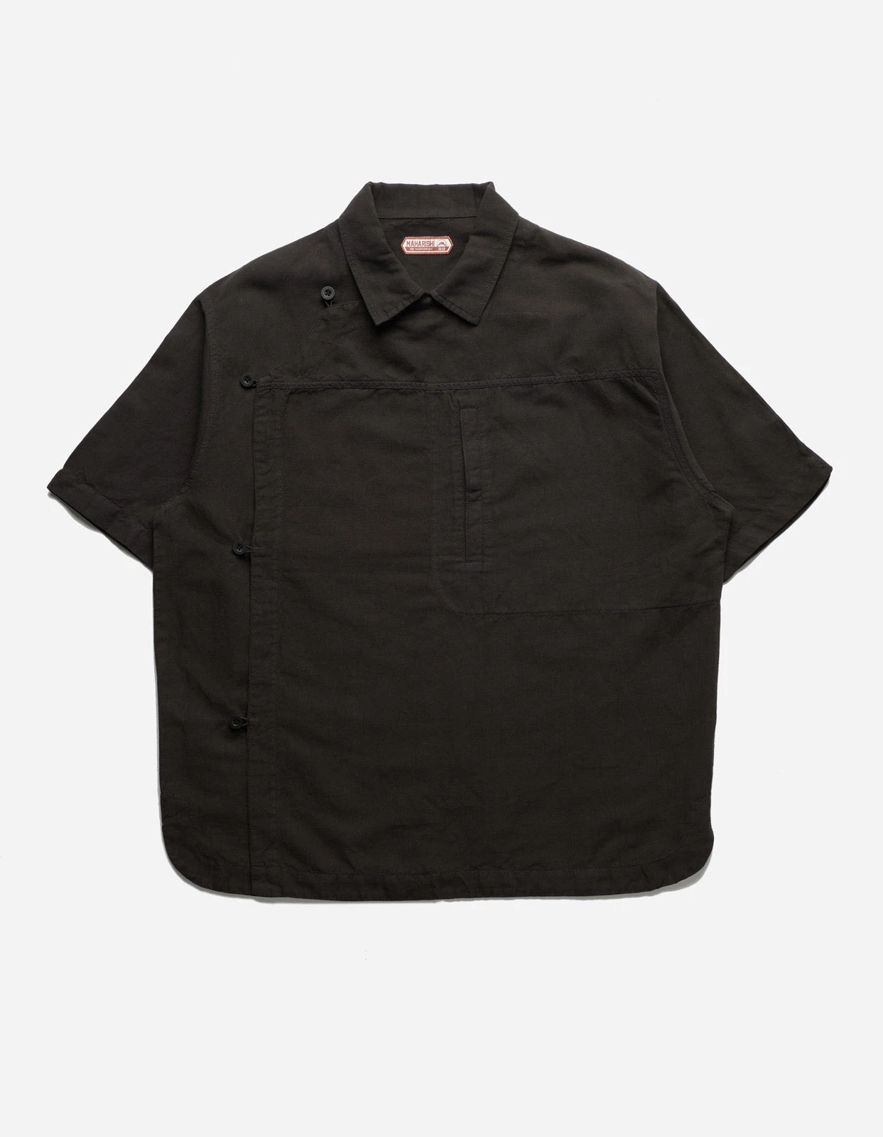 Maharishi 5120 Hemp Asym Monk Shirt Black 1 Maharishi 5120 Hemp Asym Monk Shirt Black