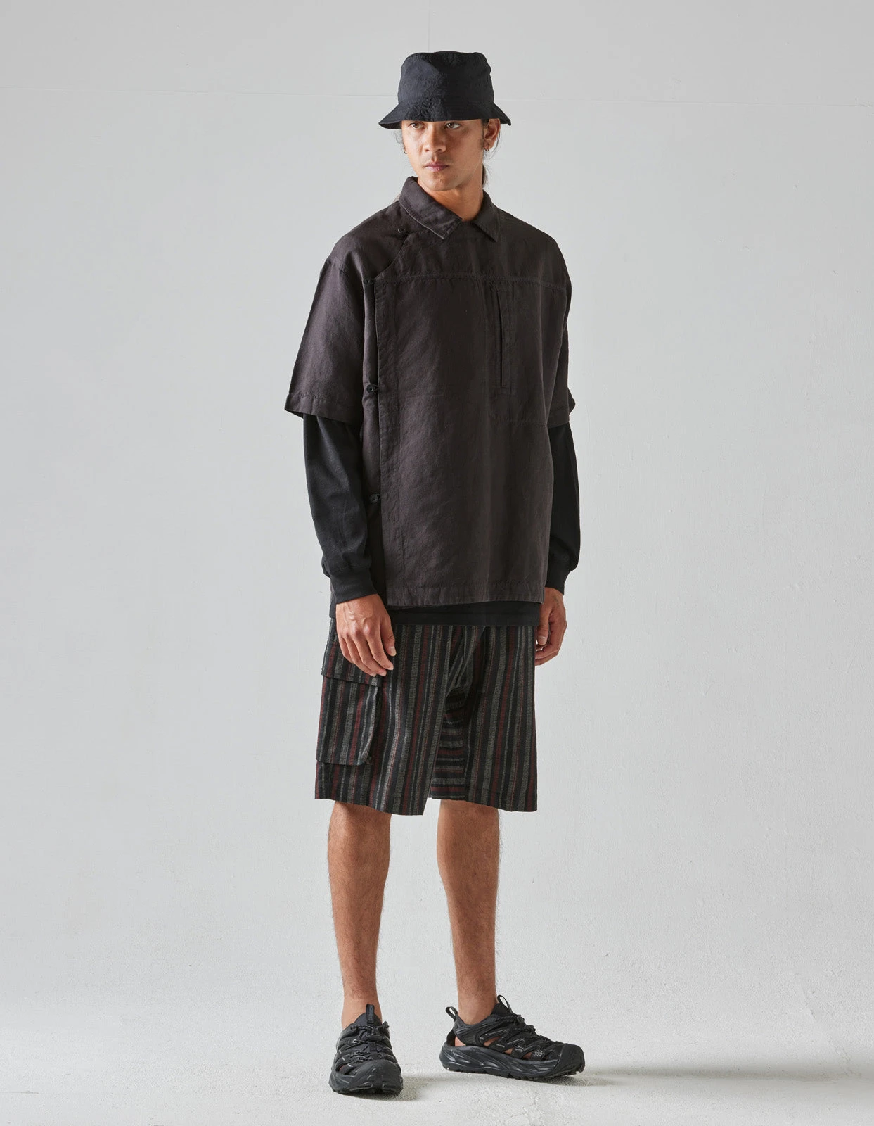 Maharishi 5120 Hemp Asym Monk Shirt Black 3 Maharishi 5120 Hemp Asym Monk Shirt Black - Image 3