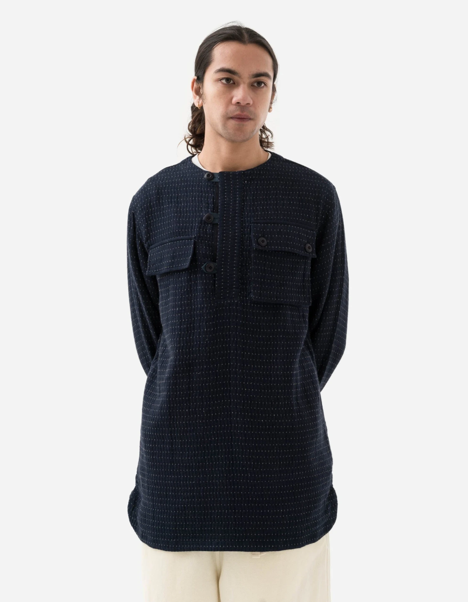 Maharishi 5132 Noragi Cargo Kurta Shirt Indigo 2 Maharishi 5132 Noragi Cargo Kurta Shirt Indigo - Image 2