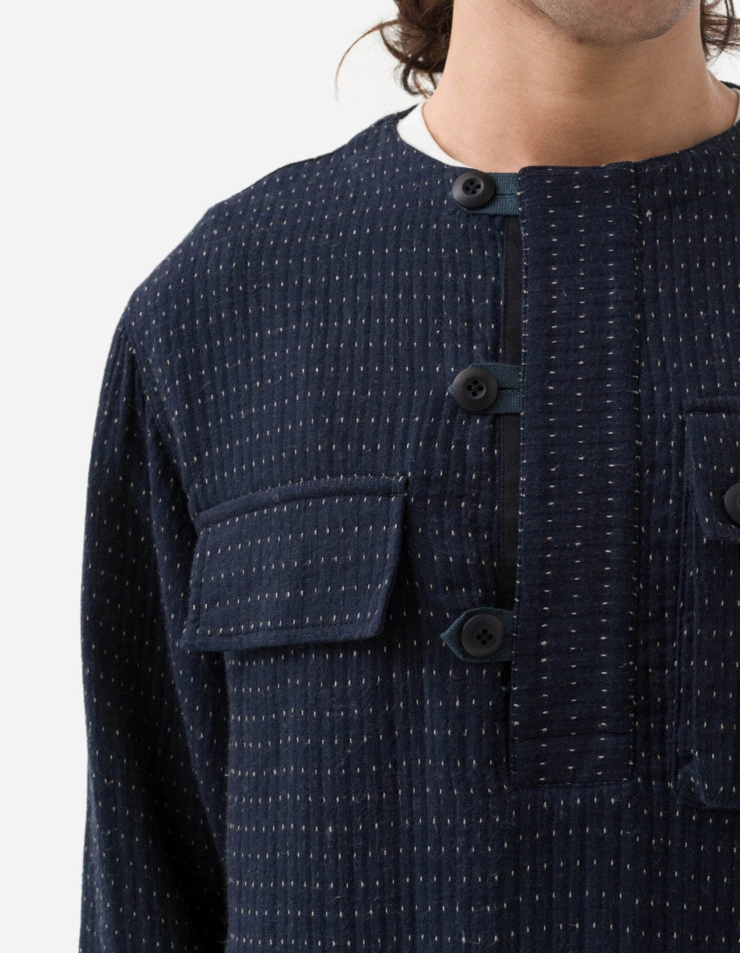 Maharishi 5132 Noragi Cargo Kurta Shirt Indigo 5 Maharishi 5132 Noragi Cargo Kurta Shirt Indigo - Image 5