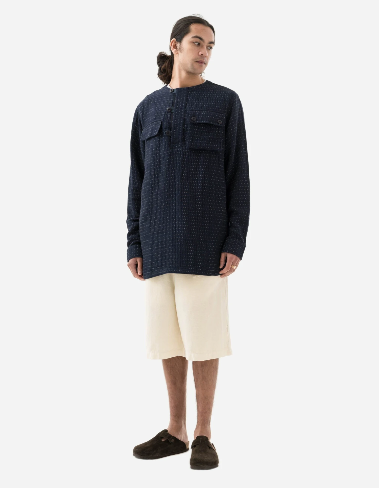 Maharishi 5132 Noragi Cargo Kurta Shirt Indigo 3 Maharishi 5132 Noragi Cargo Kurta Shirt Indigo - Image 3