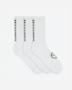 Maharishi 9890 MILTYPE Peace Sports Socks · 3 Pack White/White/White