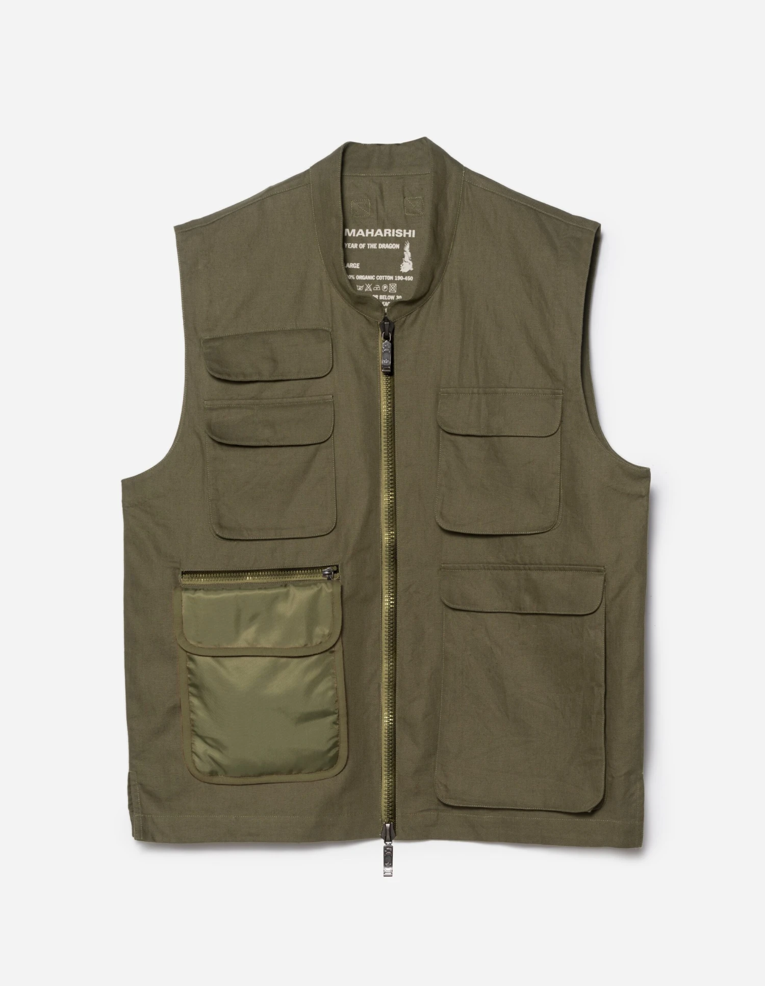 Maharishi 5201 Hemp Utility Vest Olive OG-107F 1 Maharishi 5201 Hemp Utility Vest Olive OG-107F