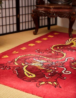 Maharishi 1269 Original Dragon Rug Red -Maharishi Shop Homeware 1269 red gold 20 Green