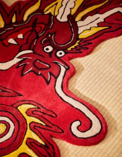 1270 Original Dragon Head Rug Red -Maharishi Shop Homeware 170 red gold 30 Green
