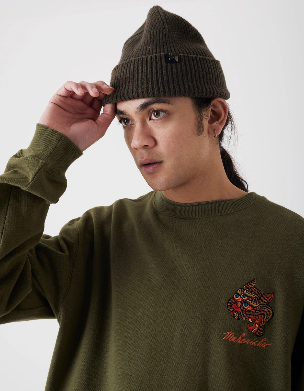 Maharishi 9153 Wool MILTYPE Beanie Olive 2 Maharishi 9153 Wool MILTYPE Beanie Olive - Image 2