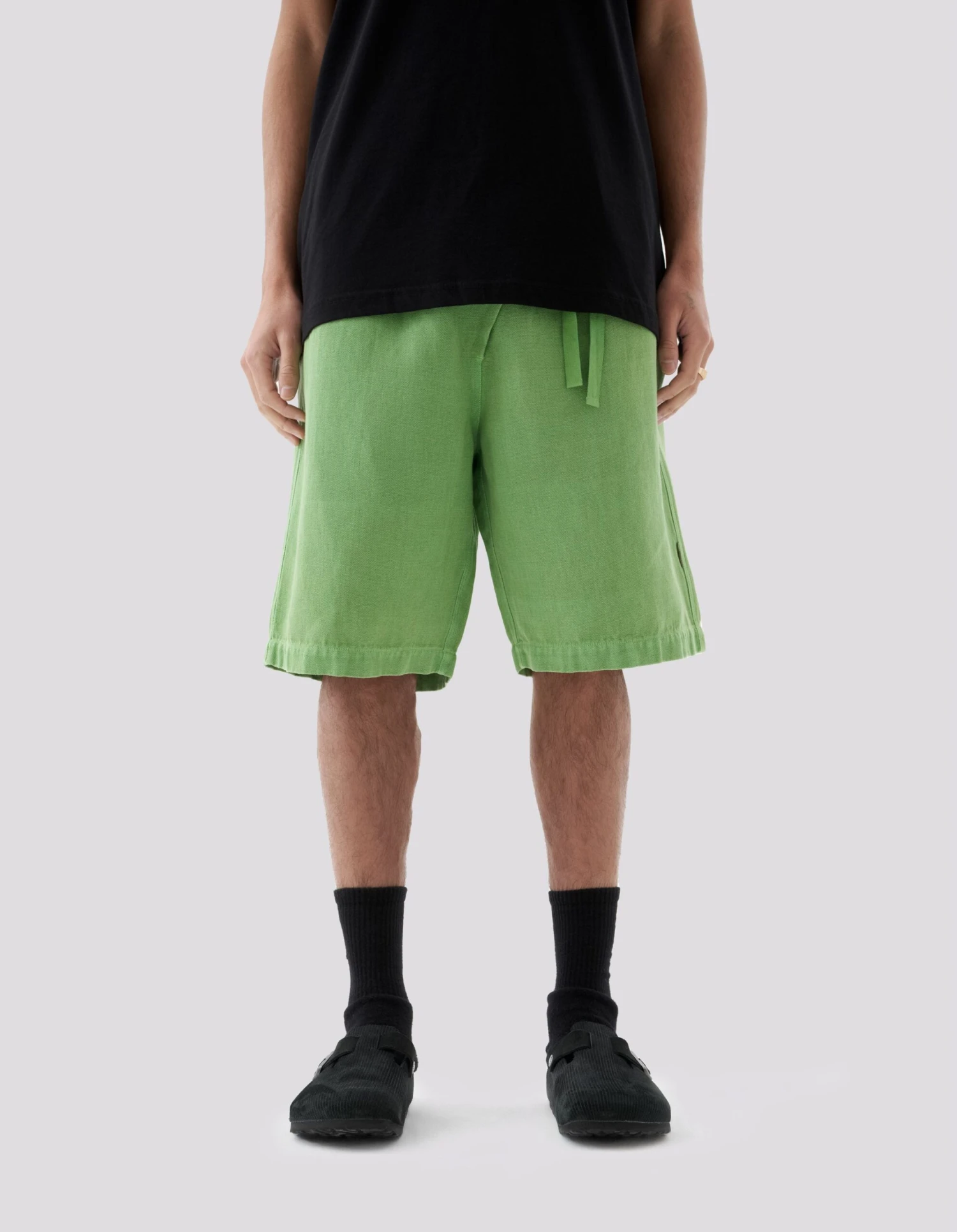 Maharishi 5007 Hemp Asym Loose Track Shorts Bamboo Green 2 Maharishi 5007 Hemp Asym Loose Track Shorts Bamboo Green - Image 2