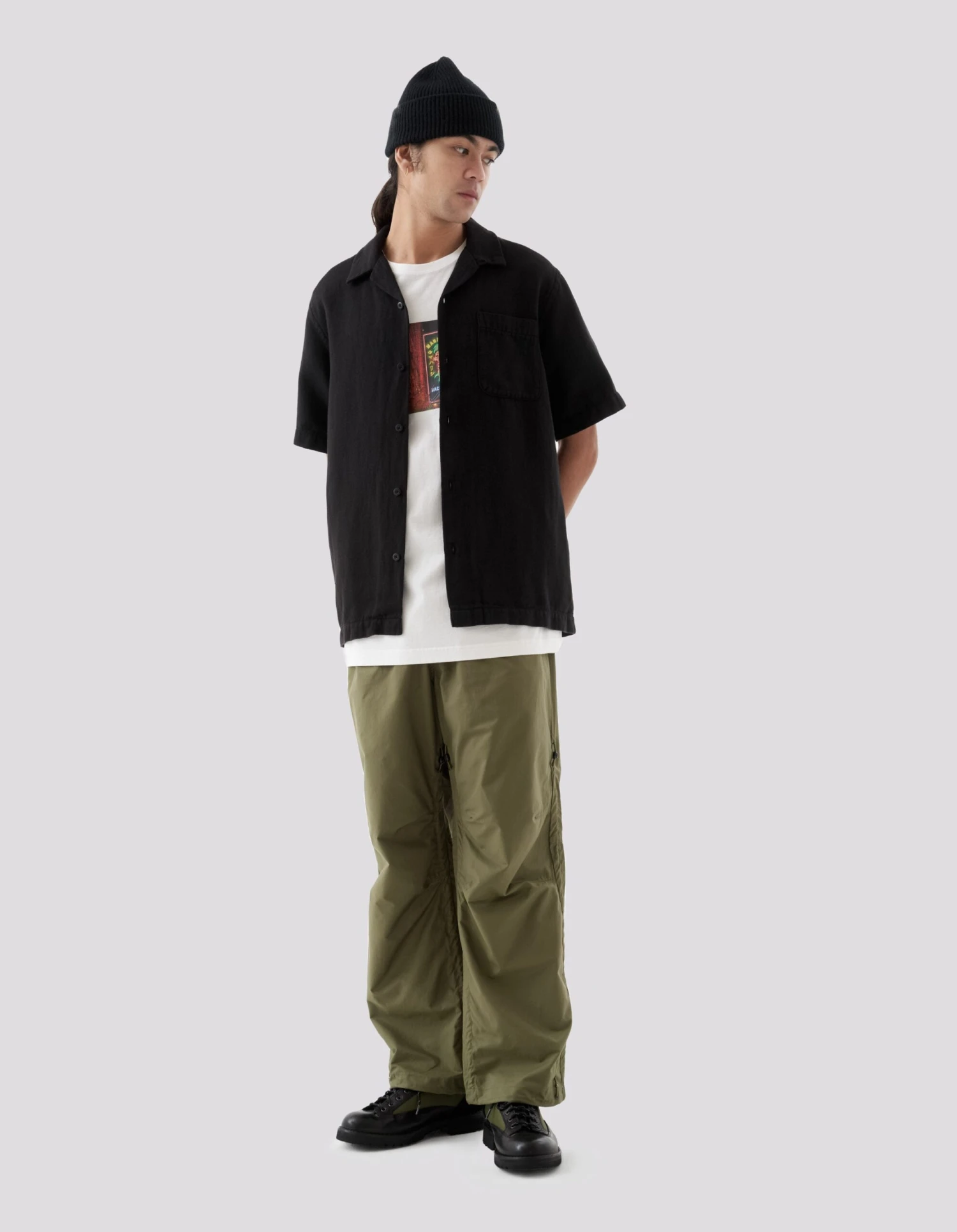 Maharishi 5005 Hemp Camp Collar Shirt Black 4 Maharishi 5005 Hemp Camp Collar Shirt Black - Image 4