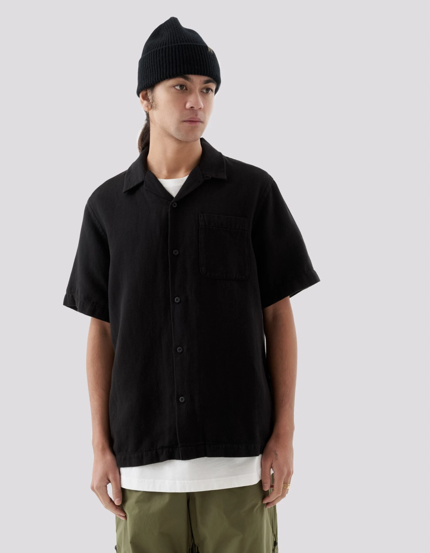 Maharishi 5005 Hemp Camp Collar Shirt Black 2 Maharishi 5005 Hemp Camp Collar Shirt Black - Image 2