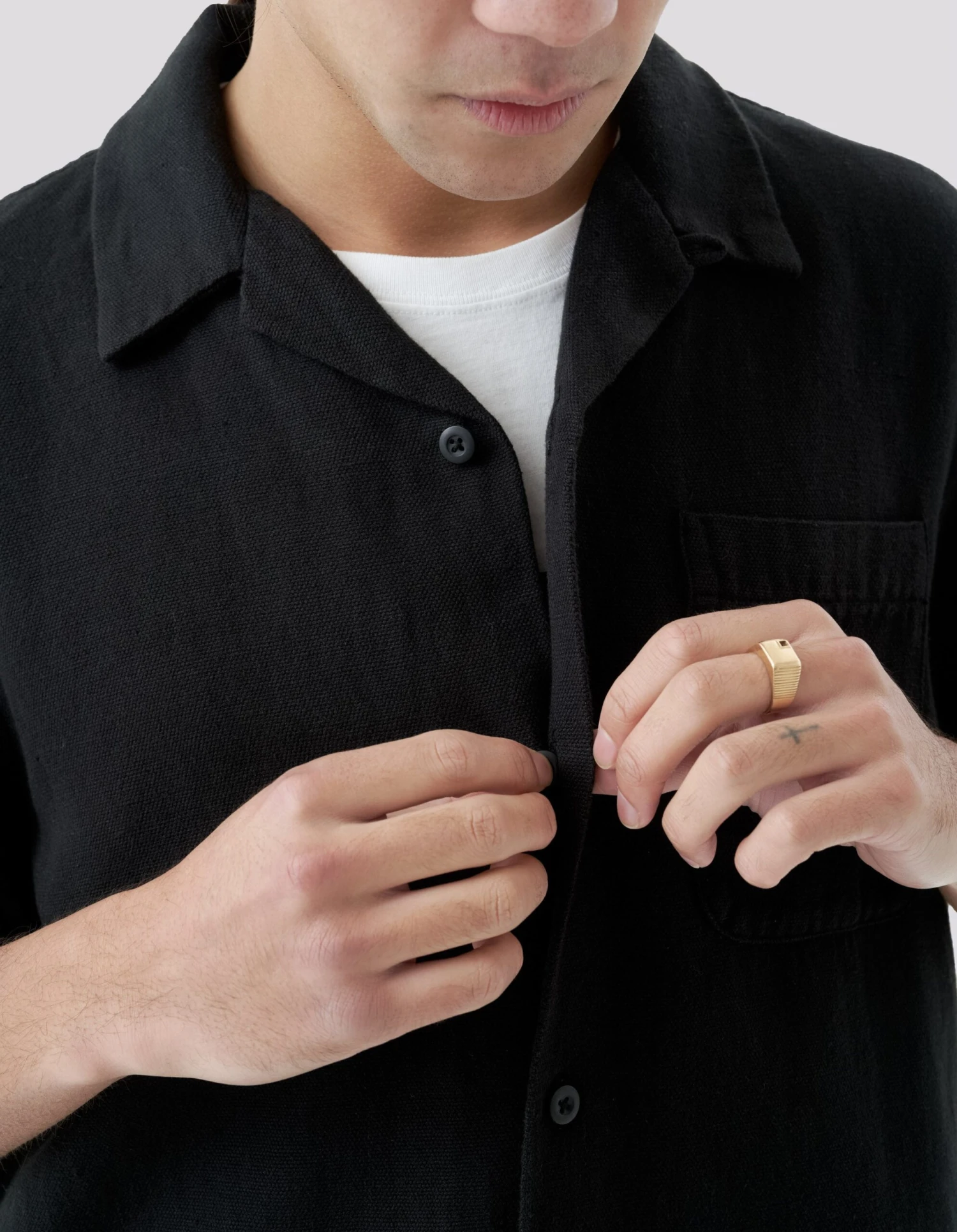 Maharishi 5005 Hemp Camp Collar Shirt Black 6 Maharishi 5005 Hemp Camp Collar Shirt Black - Image 6