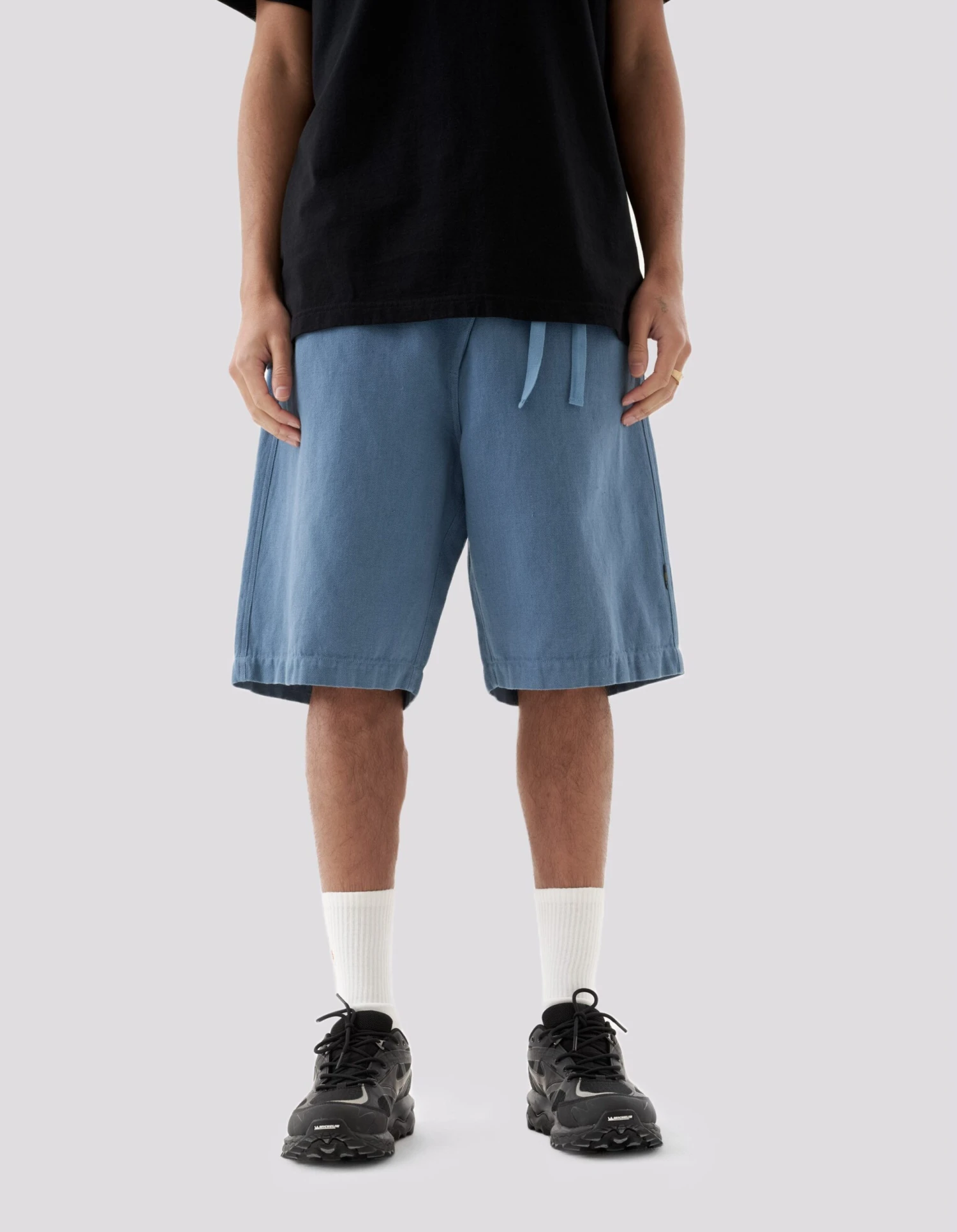 Maharishi 5007 Hemp Asym Loose Track Shorts Subdued Blue 2 Maharishi 5007 Hemp Asym Loose Track Shorts Subdued Blue - Image 2