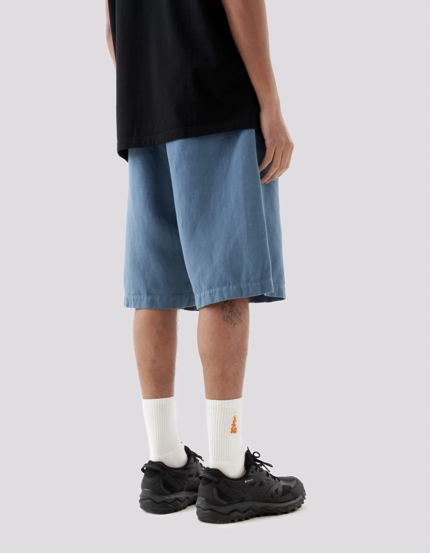 Maharishi 5007 Hemp Asym Loose Track Shorts Subdued Blue 4 Maharishi 5007 Hemp Asym Loose Track Shorts Subdued Blue - Image 4