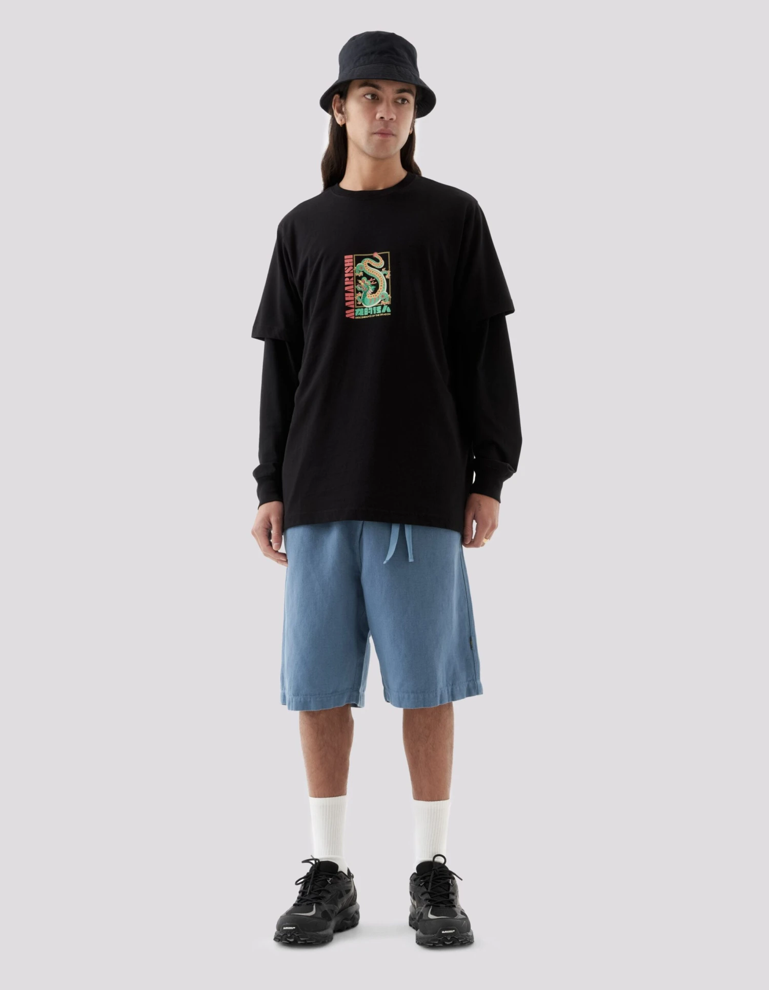 Maharishi 5007 Hemp Asym Loose Track Shorts Subdued Blue 5 Maharishi 5007 Hemp Asym Loose Track Shorts Subdued Blue - Image 5