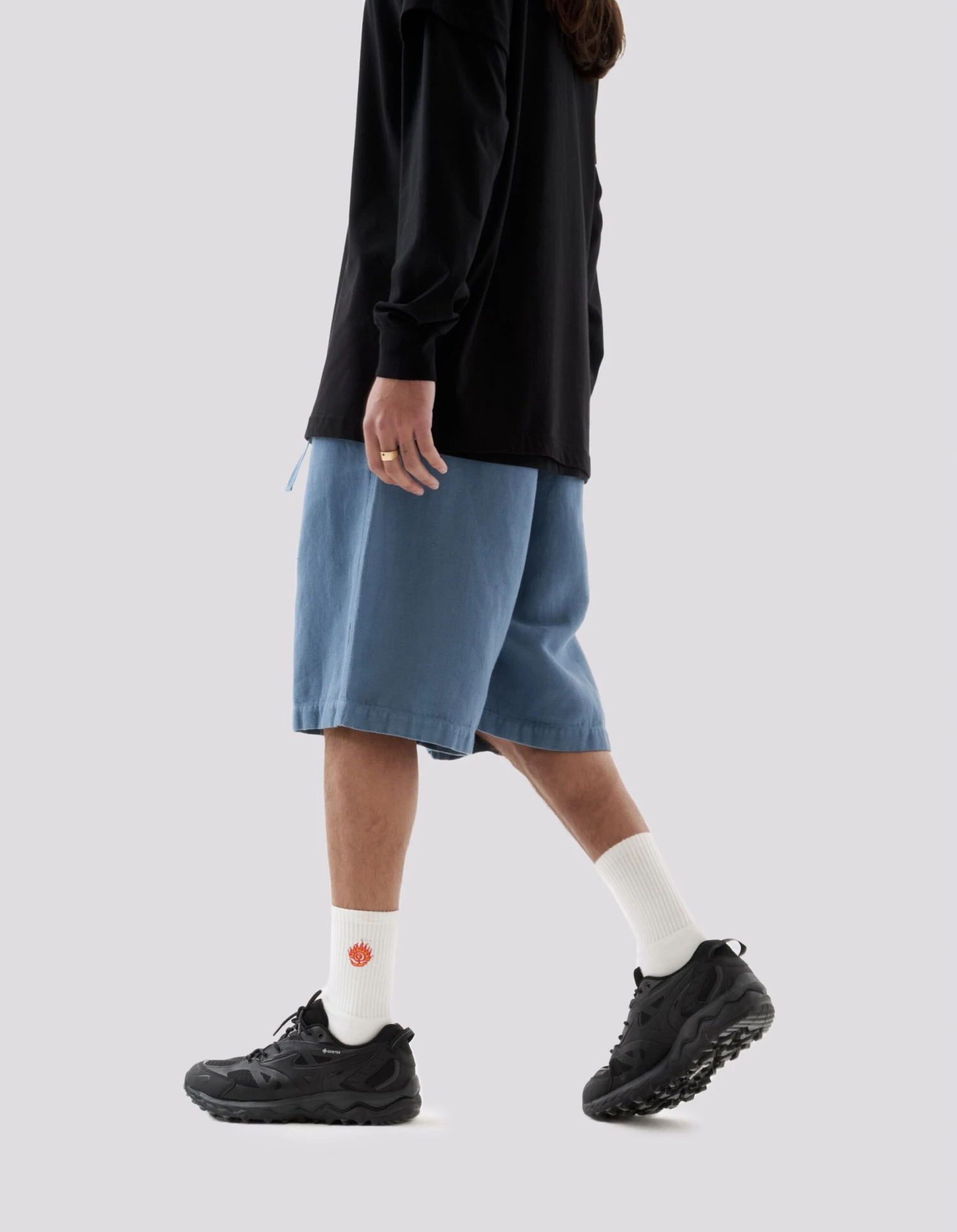 Maharishi 5007 Hemp Asym Loose Track Shorts Subdued Blue 7 Maharishi 5007 Hemp Asym Loose Track Shorts Subdued Blue - Image 7