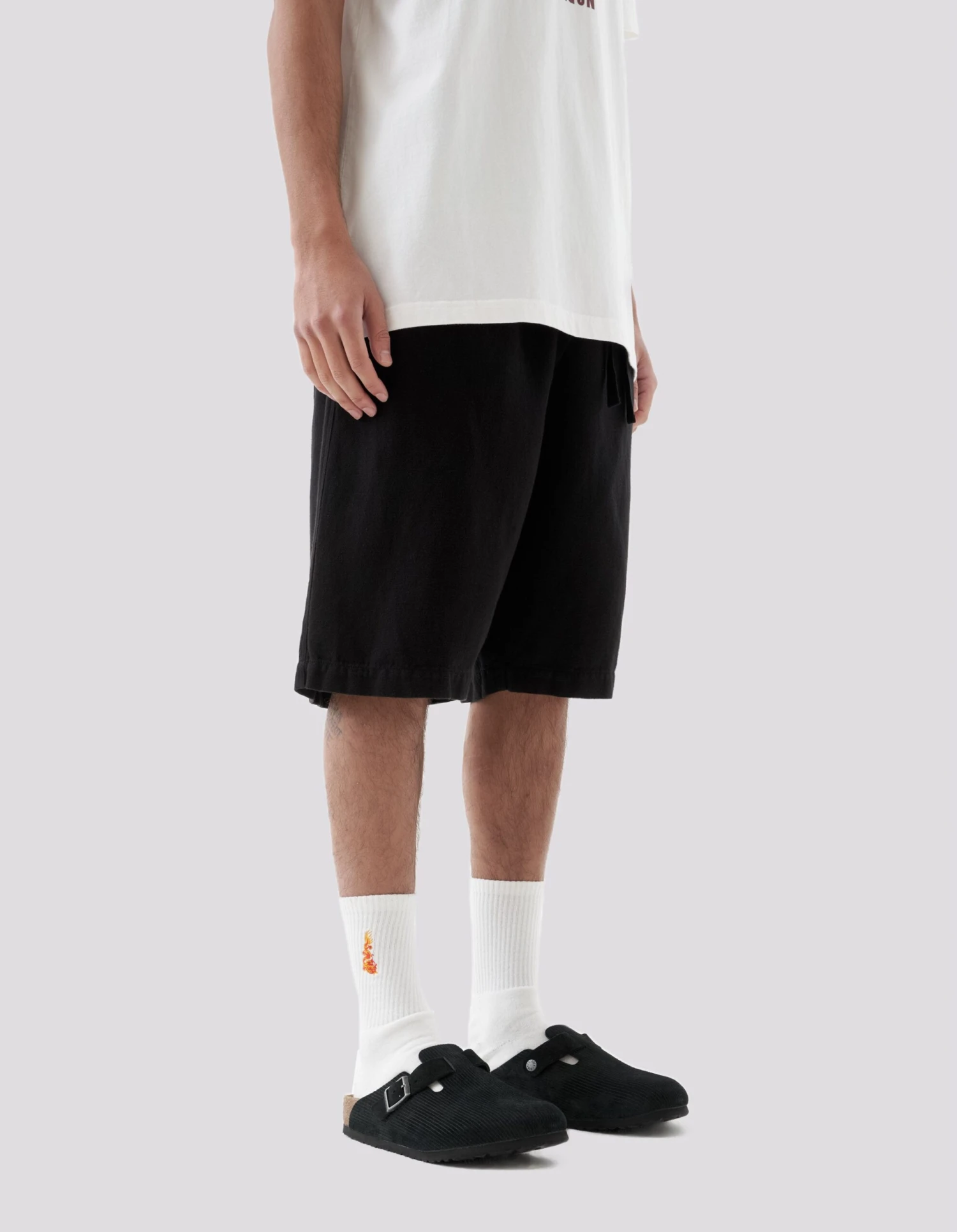 Maharishi 5007 Hemp Asym Loose Track Shorts Black 3 Maharishi 5007 Hemp Asym Loose Track Shorts Black - Image 3