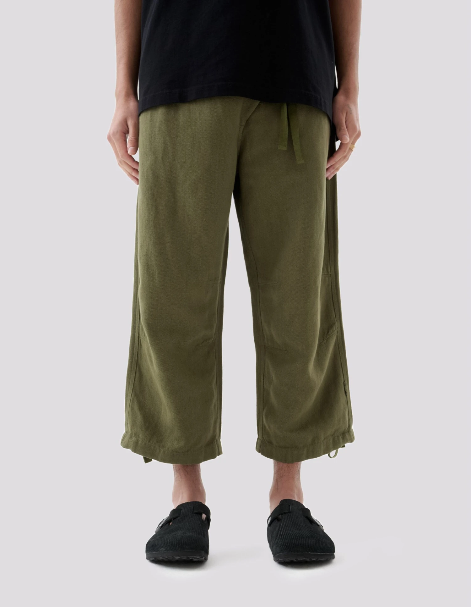 Maharishi 5008 Hemp Asym Cropped Track Pants Olive OG-107F 2 Maharishi 5008 Hemp Asym Cropped Track Pants Olive OG-107F - Image 2