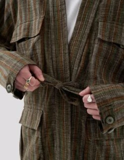 Maharishi 5118 Wagara Stripe Summer Kimono Olive -Maharishi Shop ss24582 6232 be865078 de84 49d2 914f 4aa6f6f43ff4