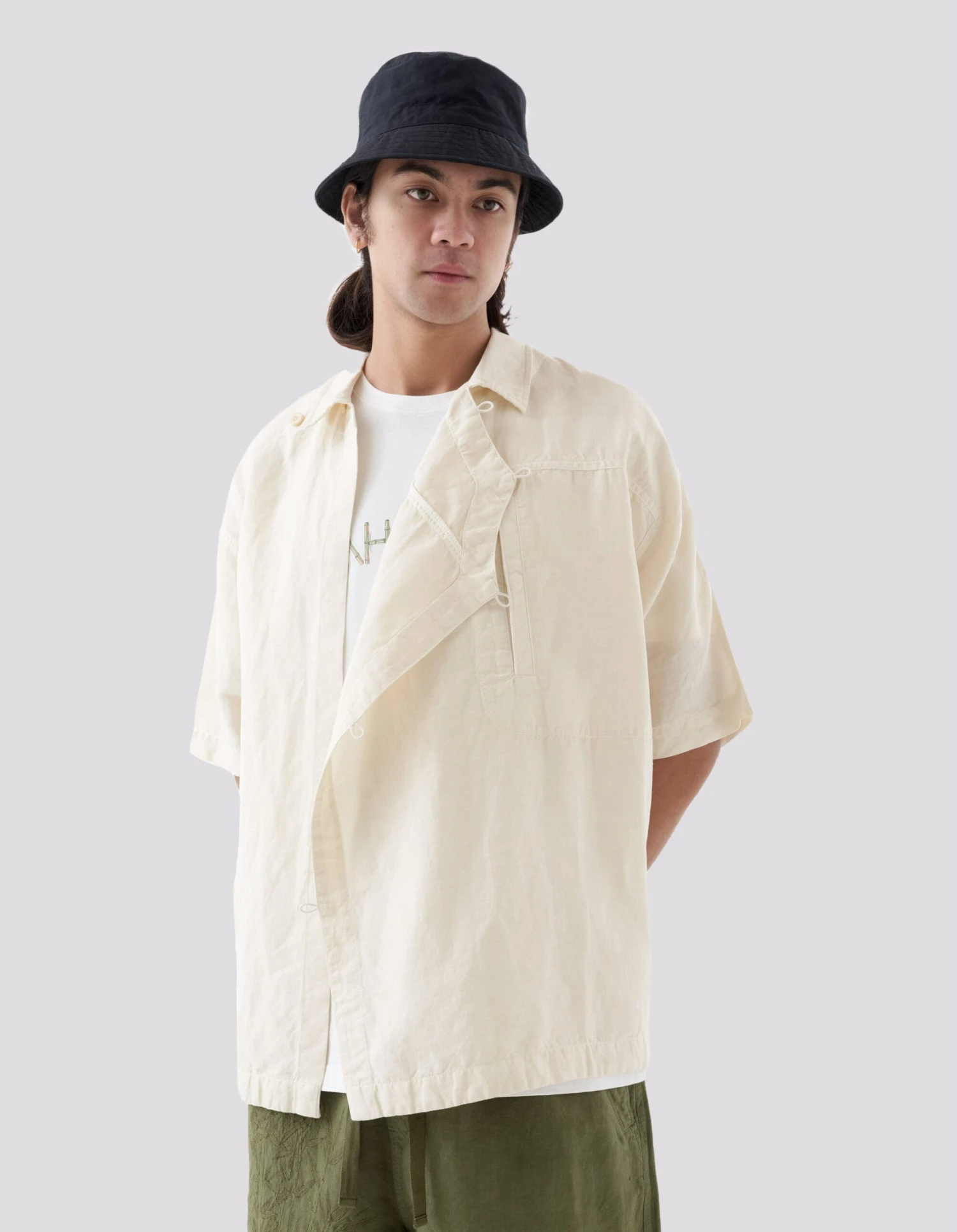 Maharishi 5120 Hemp Asym Monk Shirt Ecru 3 Maharishi 5120 Hemp Asym Monk Shirt Ecru - Image 3