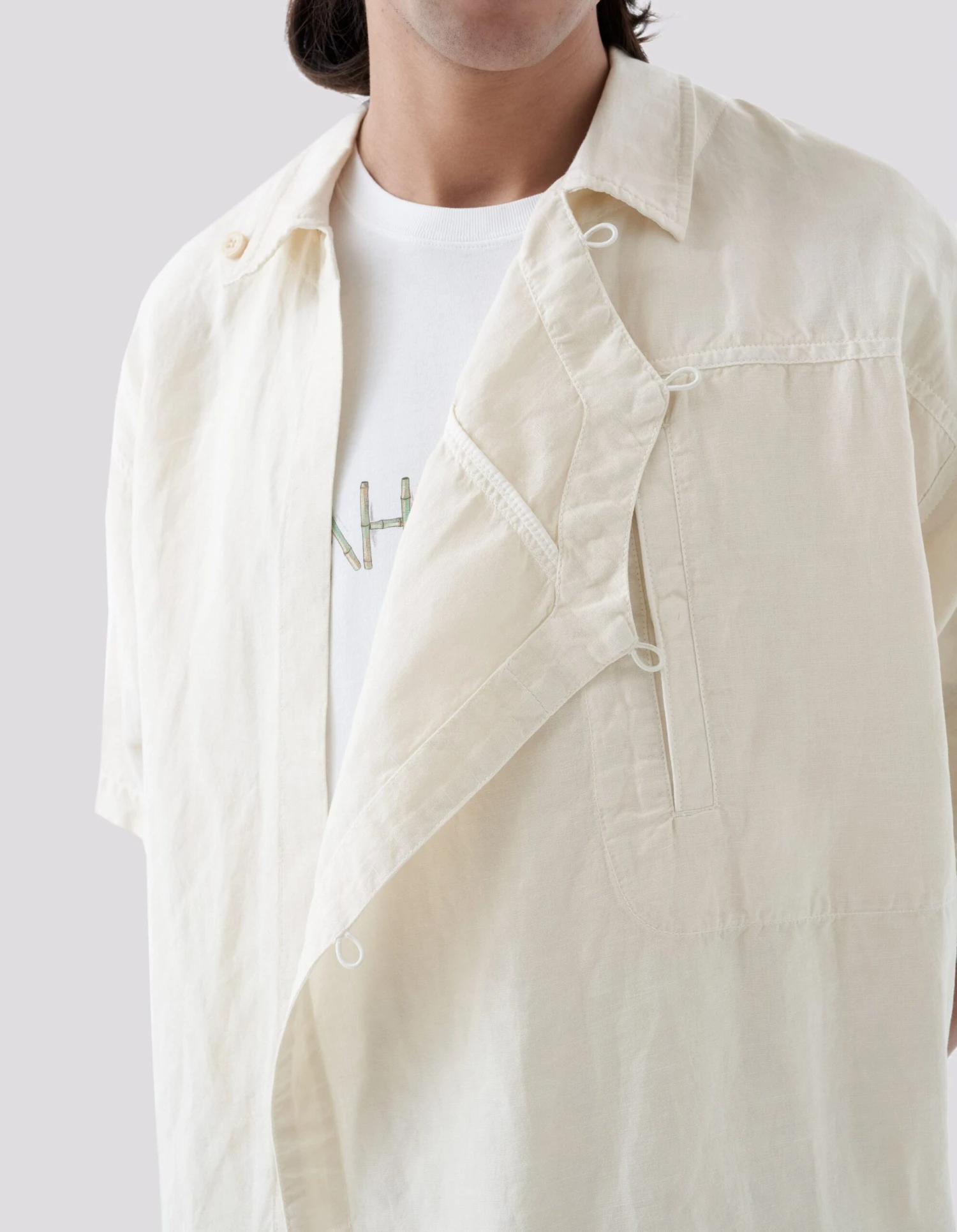 Maharishi 5120 Hemp Asym Monk Shirt Ecru 7 Maharishi 5120 Hemp Asym Monk Shirt Ecru - Image 7