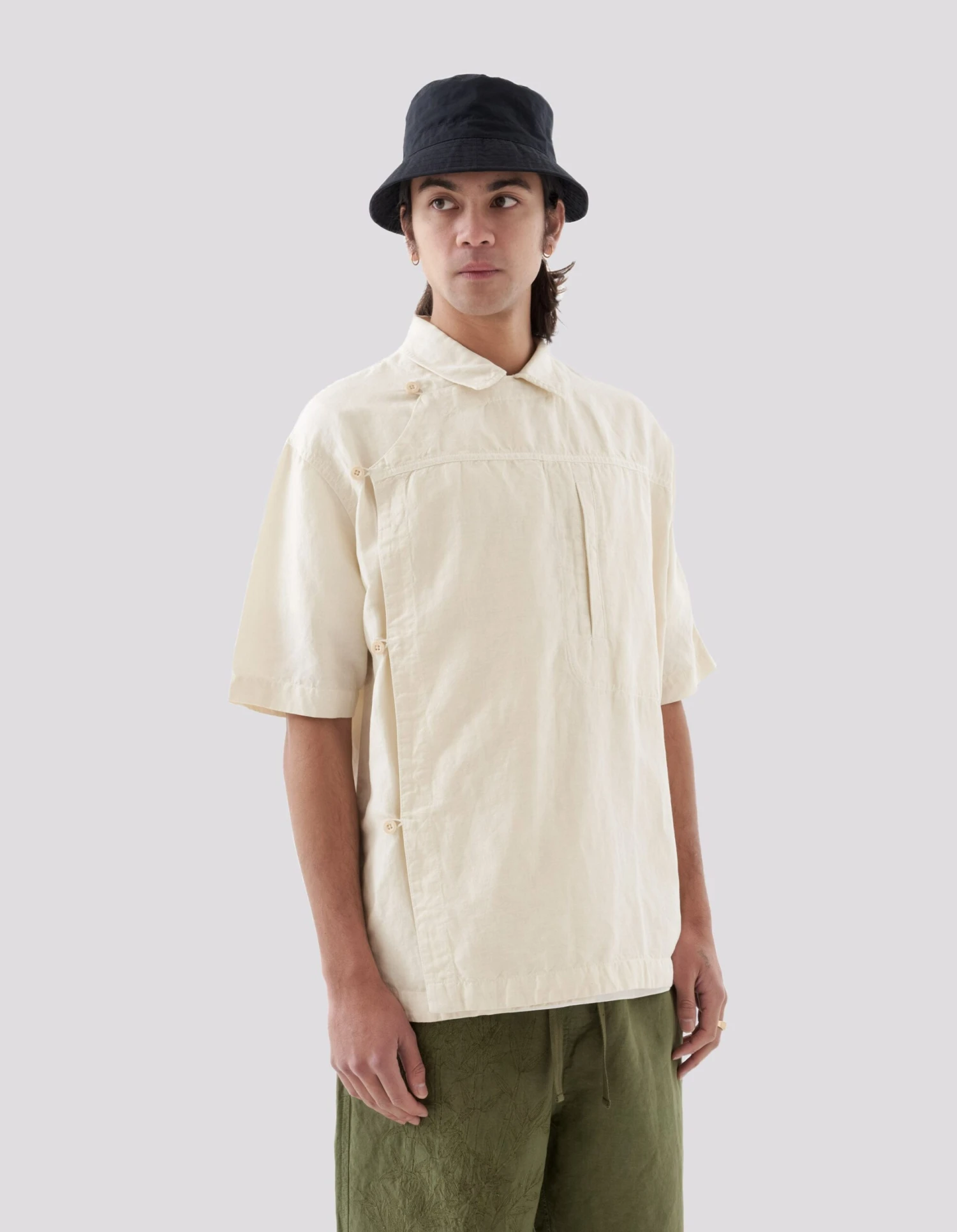 Maharishi 5120 Hemp Asym Monk Shirt Ecru 2 Maharishi 5120 Hemp Asym Monk Shirt Ecru - Image 2