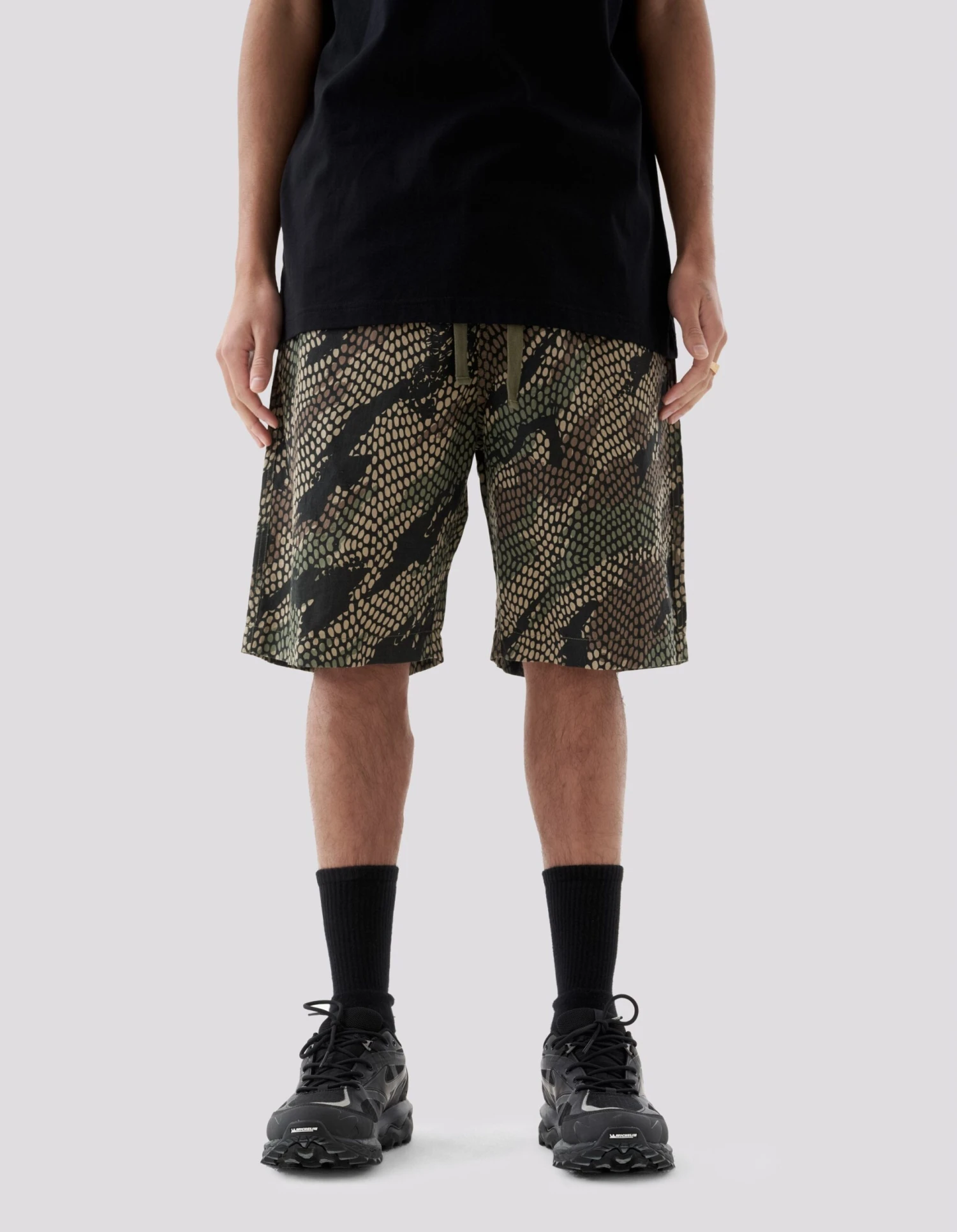 Maharishi 5072 Camo Hemp Loose Track Shorts Woodland 2 Maharishi 5072 Camo Hemp Loose Track Shorts Woodland - Image 2