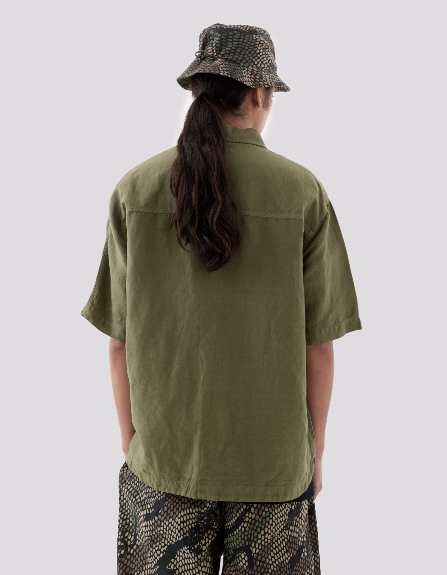 Maharishi 5120 Hemp Asym Monk Shirt Olive 3 Maharishi 5120 Hemp Asym Monk Shirt Olive - Image 3