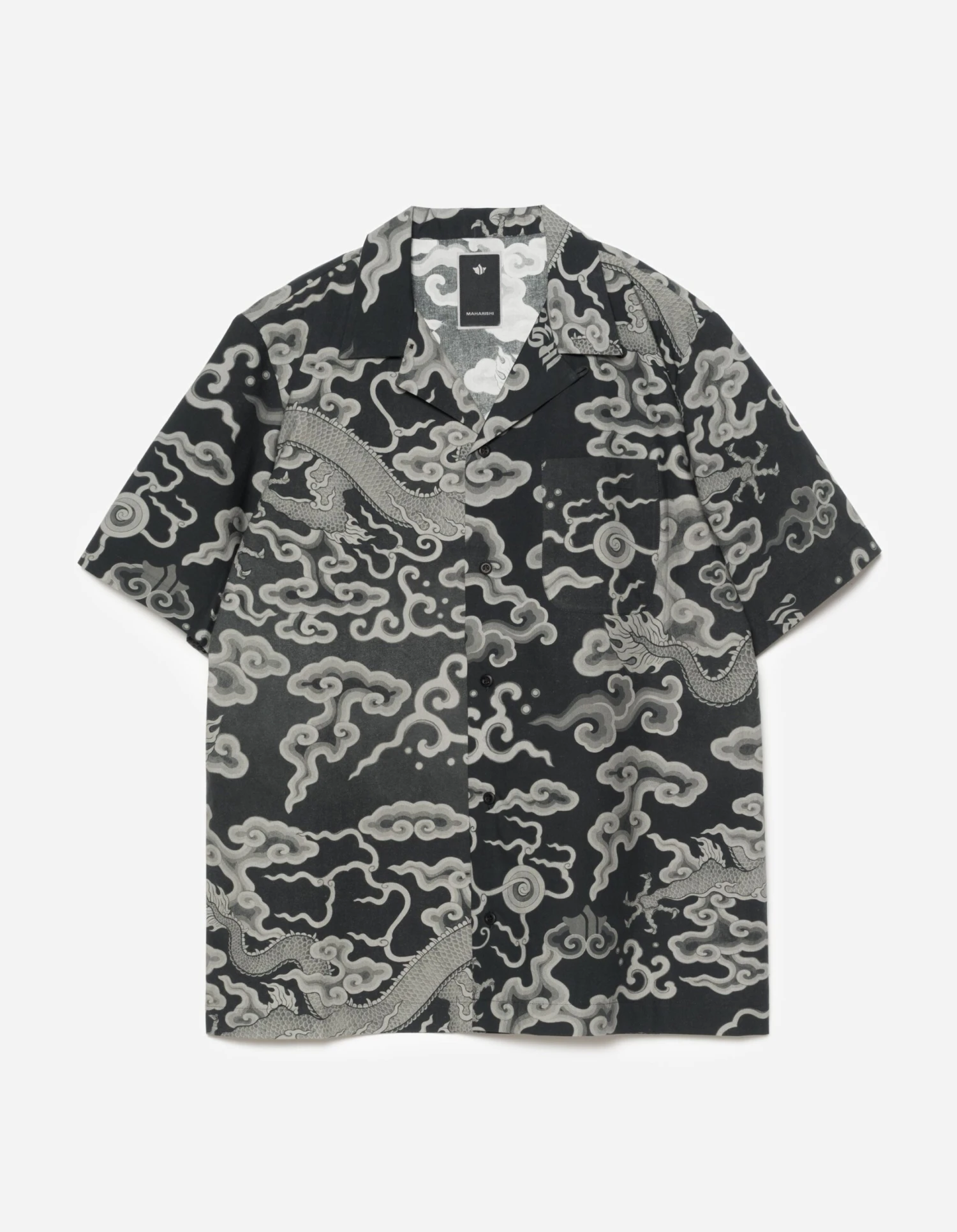 Maharishi 1282 Cloud Dragon Camp Collar Shirt Black 1 Maharishi 1282 Cloud Dragon Camp Collar Shirt Black