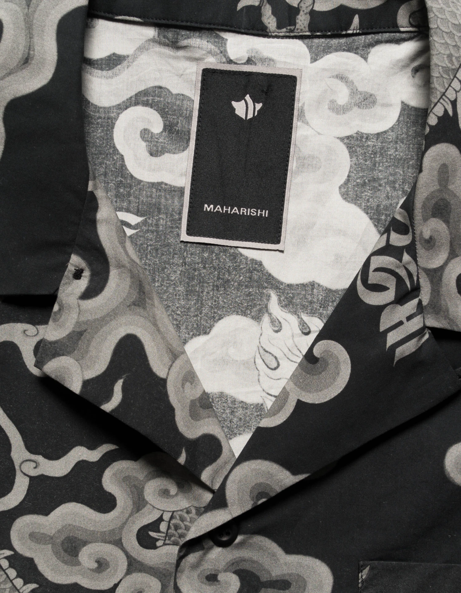 Maharishi 1282 Cloud Dragon Camp Collar Shirt Black 7 Maharishi 1282 Cloud Dragon Camp Collar Shirt Black - Image 7
