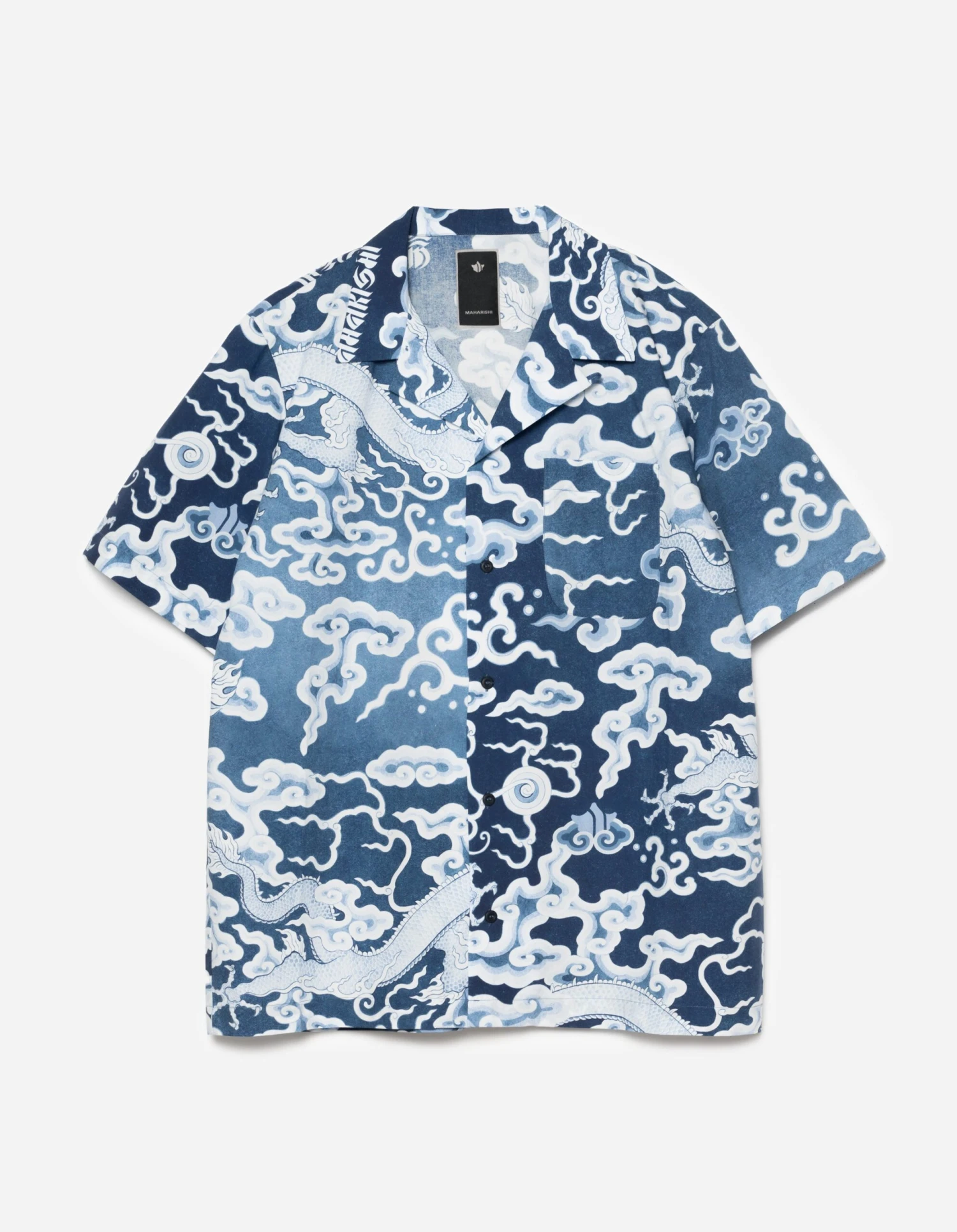 Maharishi 1282 Cloud Dragon Camp Collar Shirt Blue 1 Maharishi 1282 Cloud Dragon Camp Collar Shirt Blue